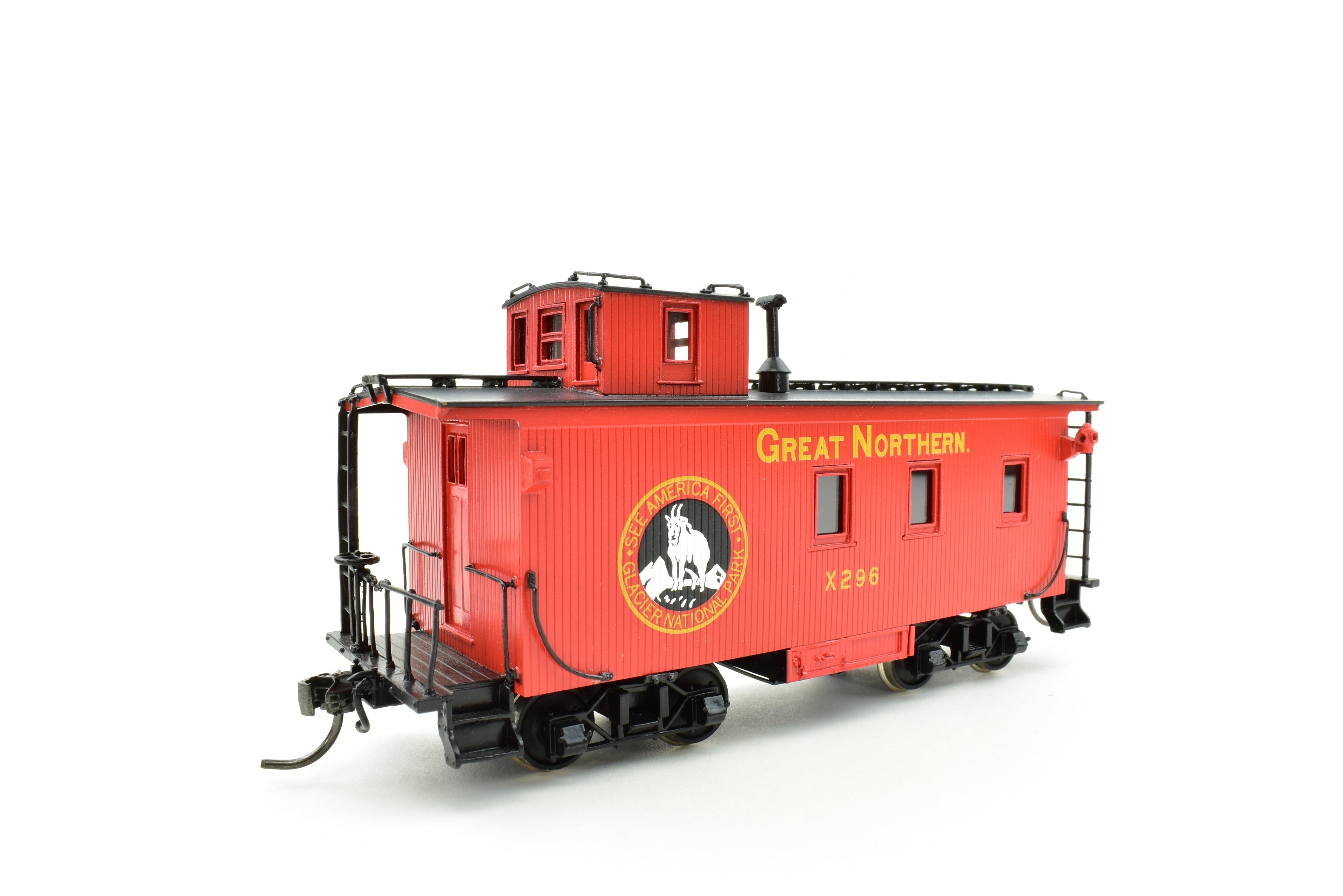 HO Scale Brass Model Train NBL - North Bank Line GN - Great Northern 25 - Foot Truss Rod Caboose FP Number X296