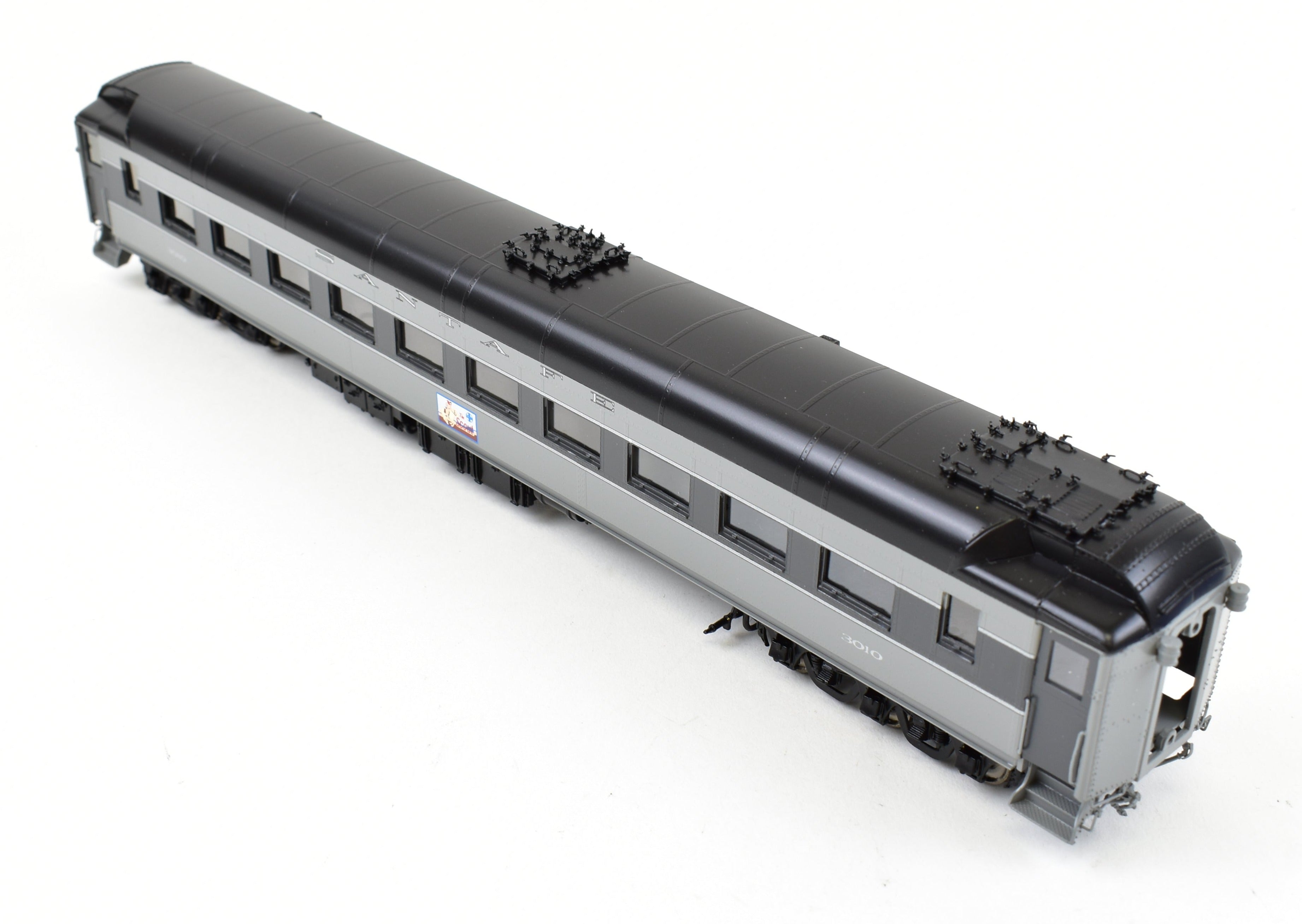 HO Scale Brass Model of Pecos River Brass ATSF - Santa Fe Heavyweight 3000 Series Chair Car FP Grey Named 'The Scout'