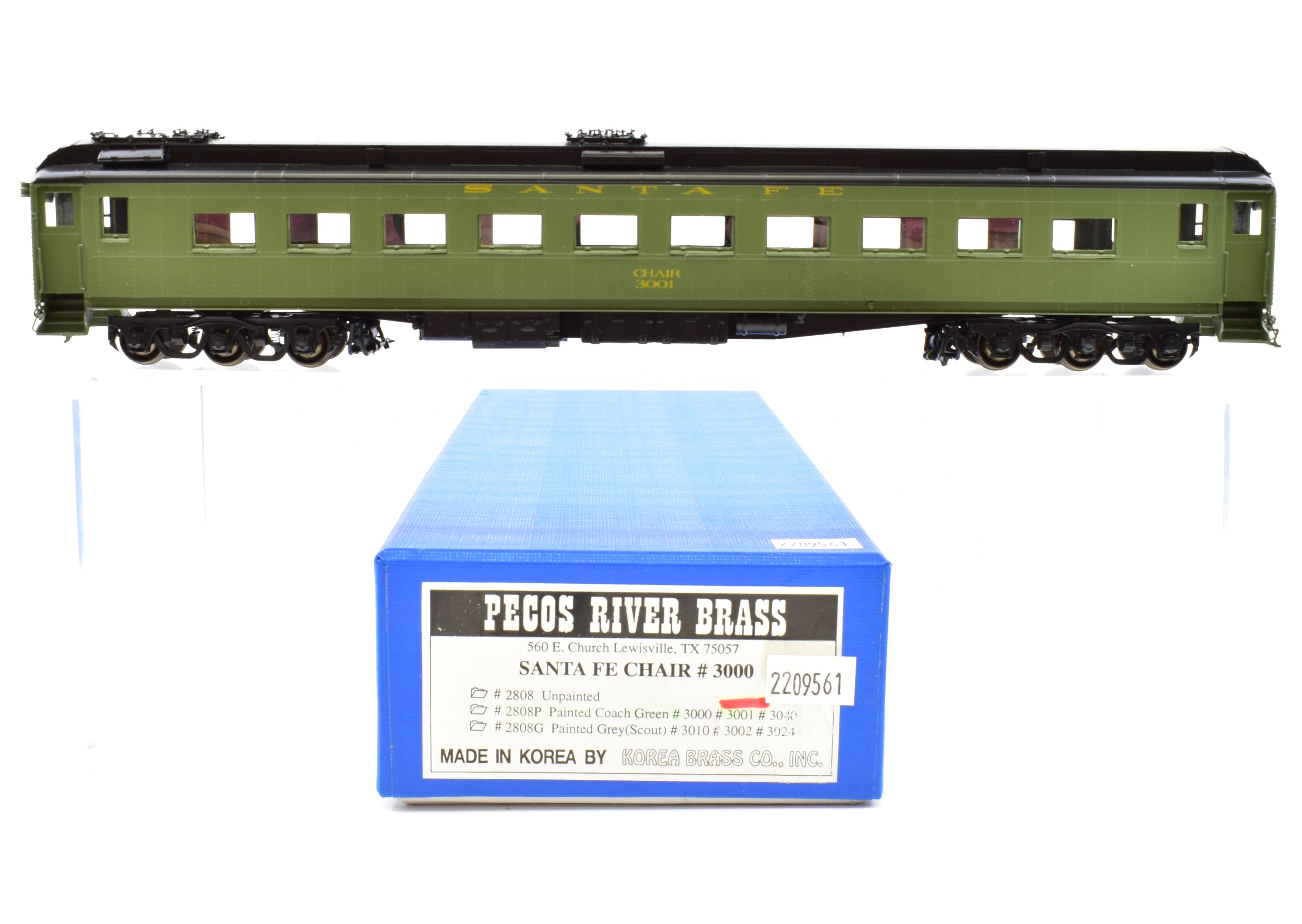 HO Scale Brass ATSF - Santa Fe 3000 Series Heavyweight Chair Car FP