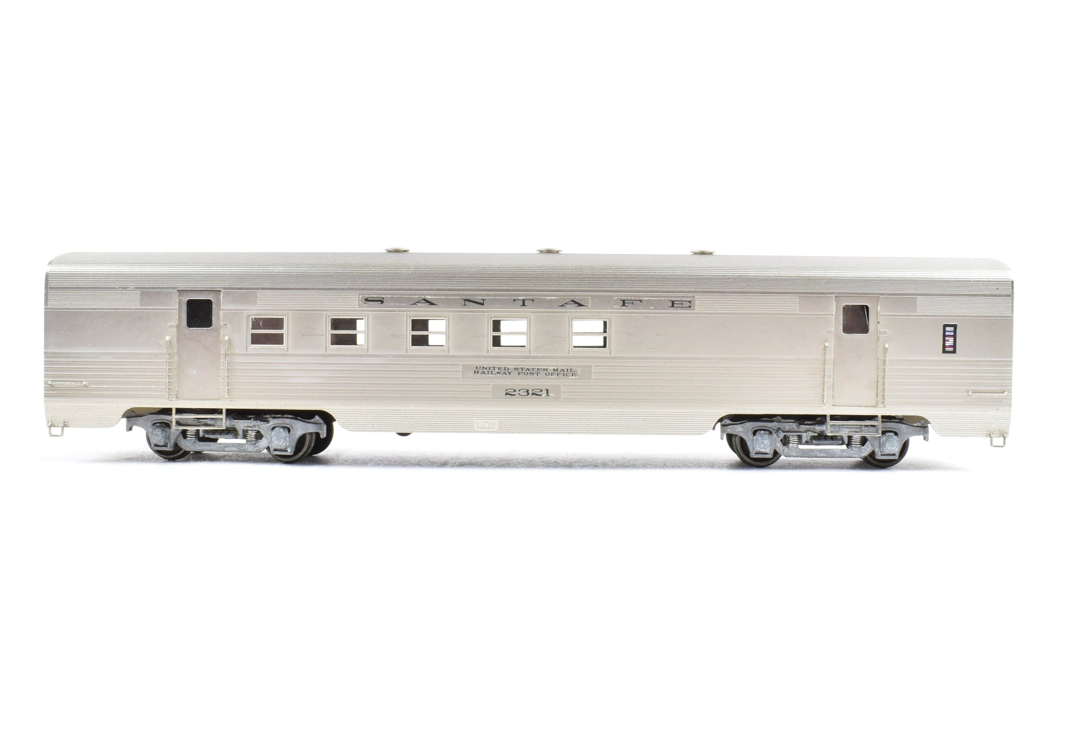 HO Brass Lambert ATSF - Santa Fe 60' Streamlined RPO Car w/ Central Valley Trucks