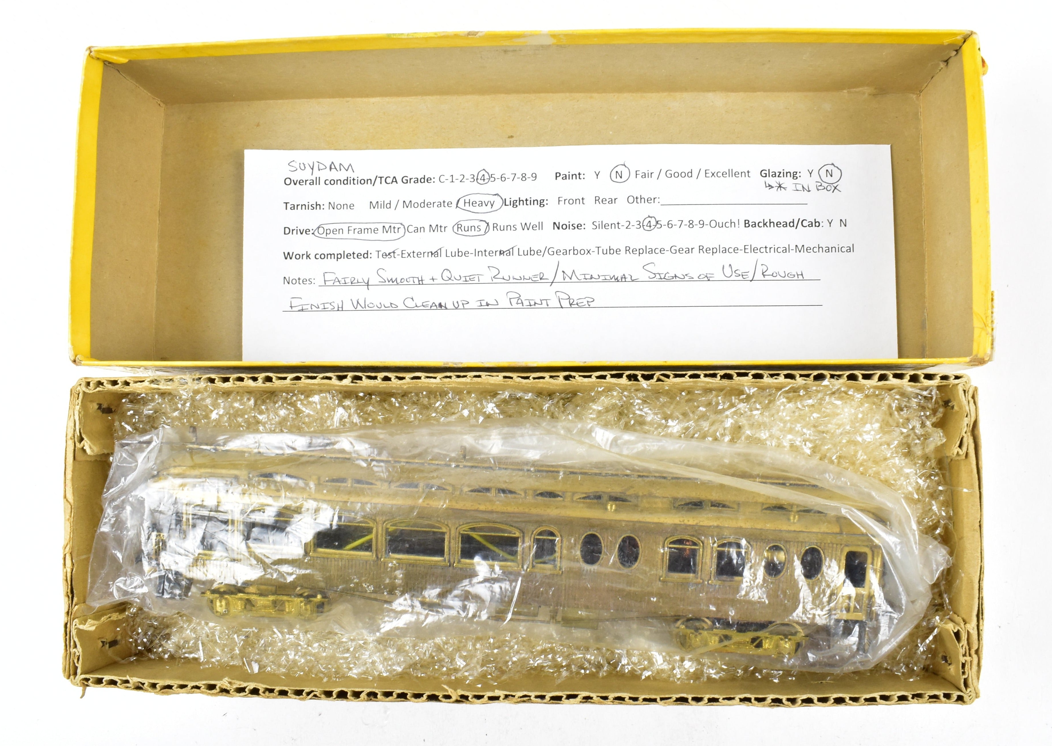 HO Scale Brass Suydam Oregon Electric Railway Niles Wood Interurban Parlor Observation Model with Non - Original Box Having Moderate Shelf Wear