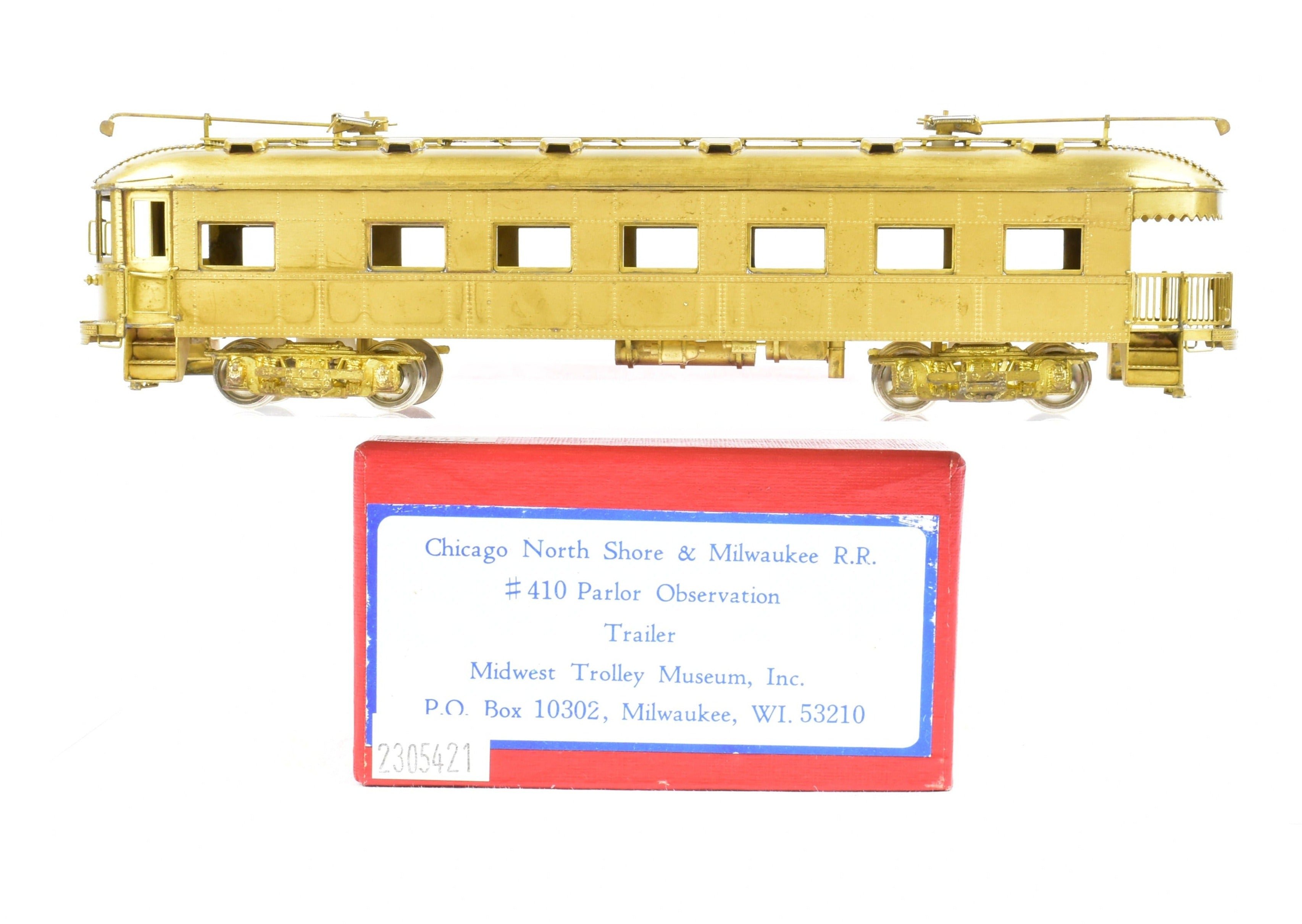 HO Scale Brass Model MTM - Midwest Trolley Museum CNS&M - North Shore Line No. 410 Parlor Observation Trailer Model for Collectors
