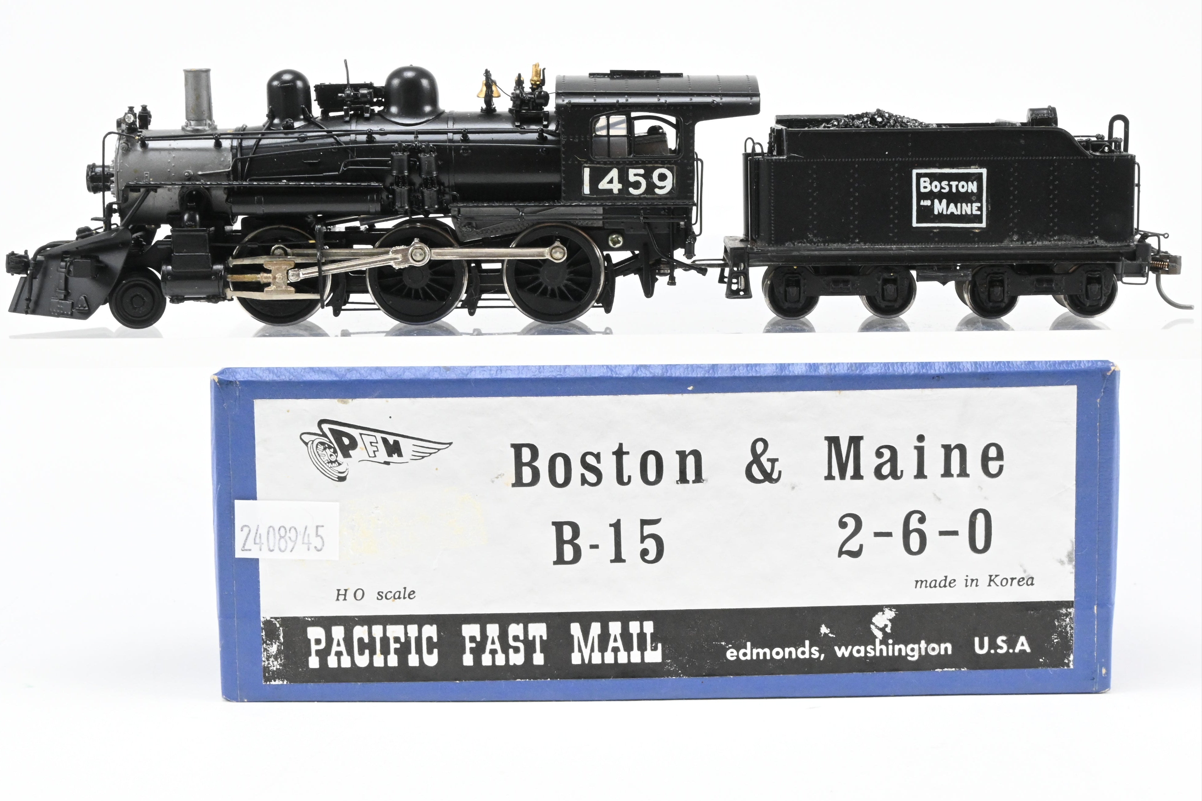 HO Scale Brass PFM Samhongsa Boston & Maine 2-6-0 B-15 CP No. 1459 w/Snowplow