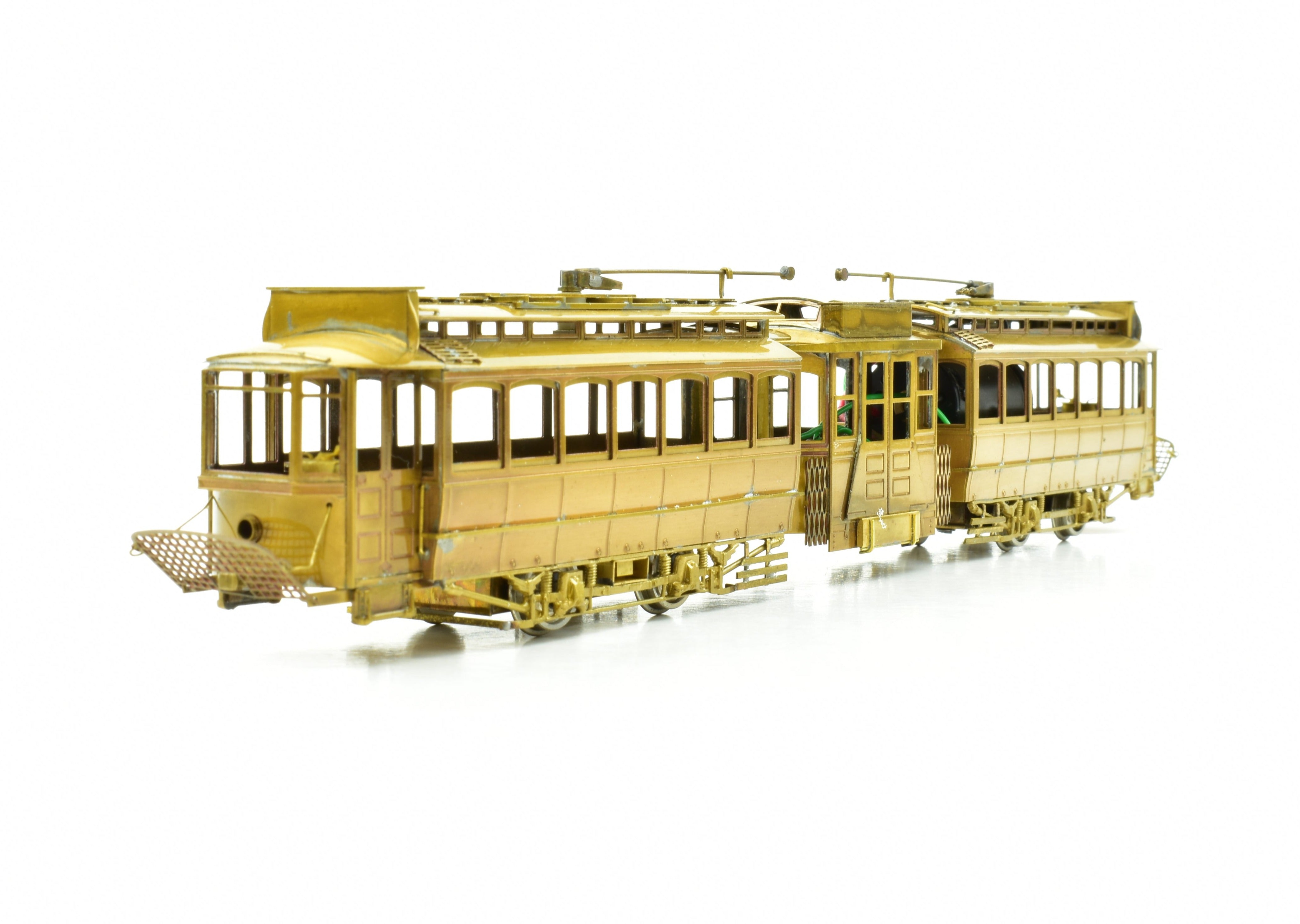 Rare HO Scale Custom Brass Single Truck Articulated Trolley of Boston Elevated Railroad