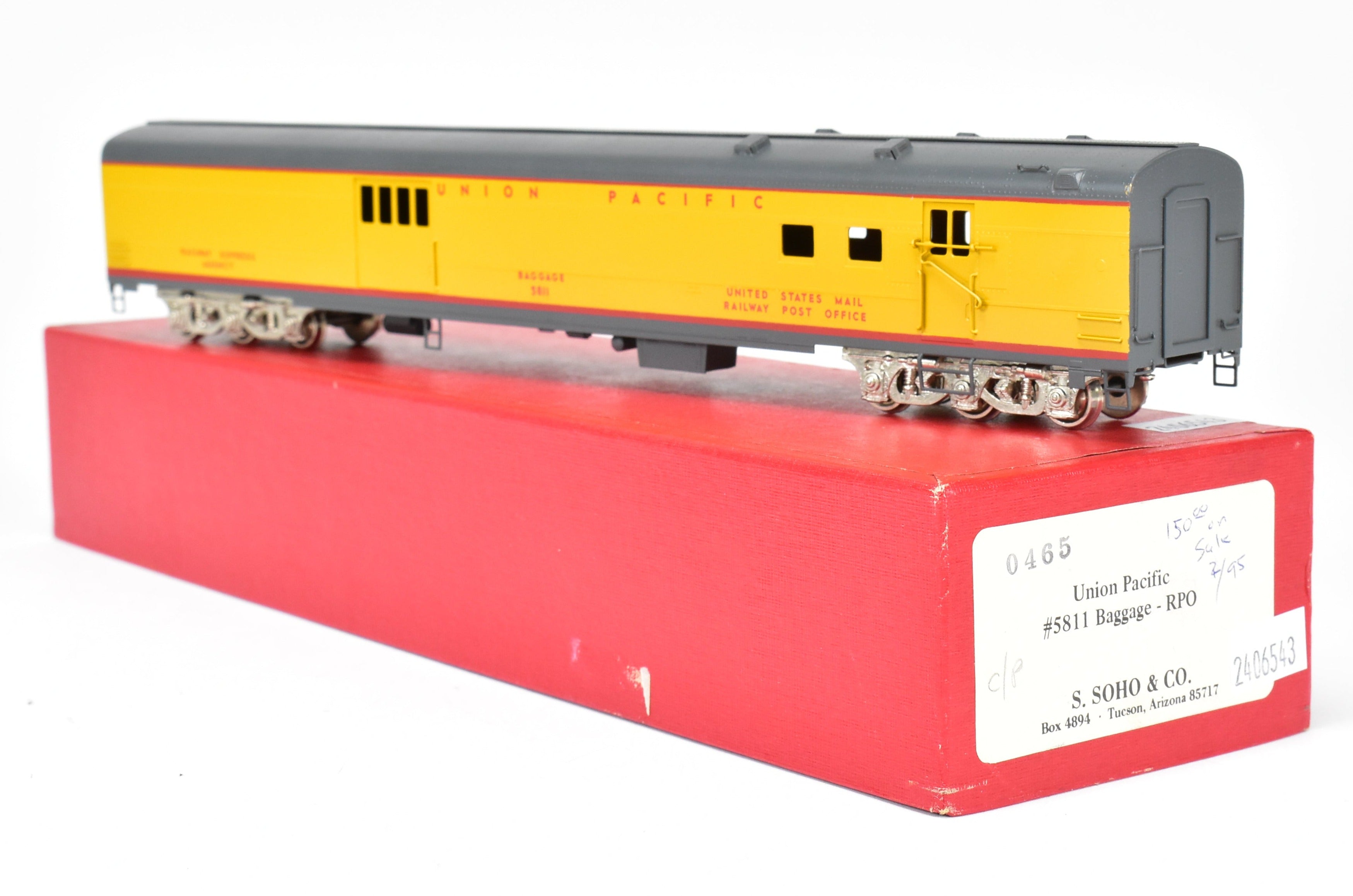 High - Quality HO Scale Brass Baggage RPO CP Model of Union Pacific ACF 1949 #5811 by S. Soho & Co.