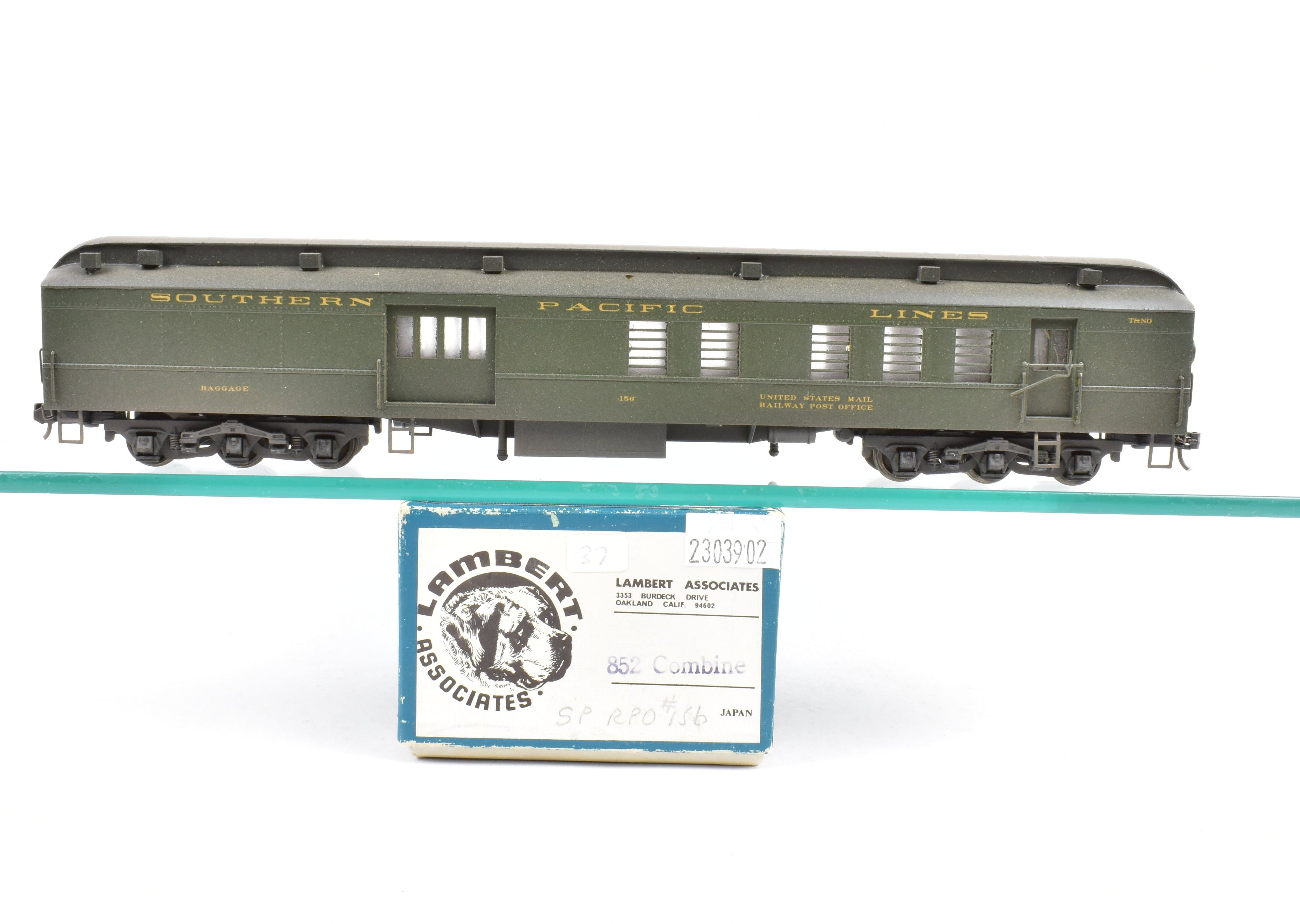 HO Scale Brass Lambert Southern Pacific Heavyweight Combine Baggage RPO Model Train Car with Central Valley Trucks