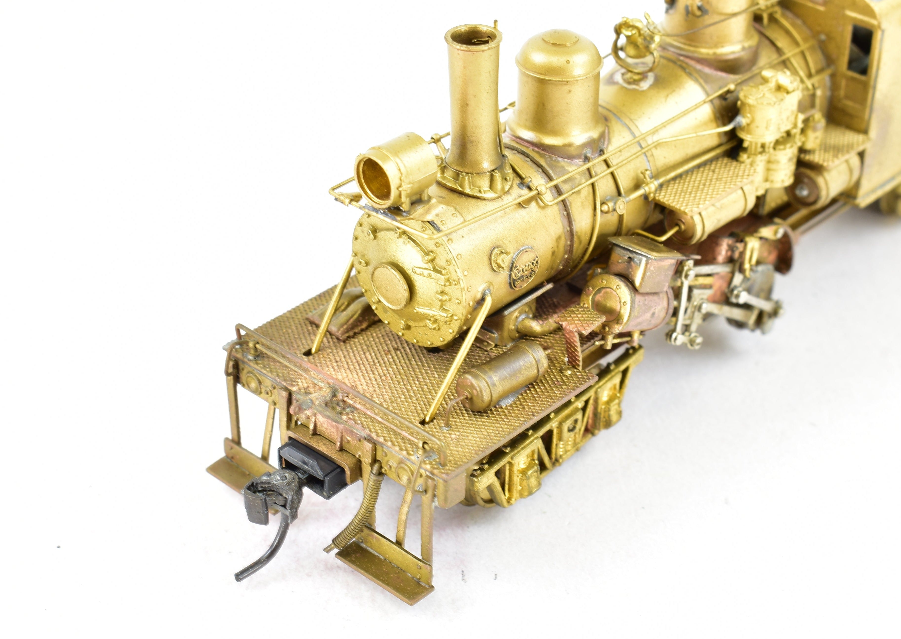 HO Scale Brass PFM - United Model of a 2 - Truck Logging Climax Geared Locomotive with an Additional Non - Geared Tender