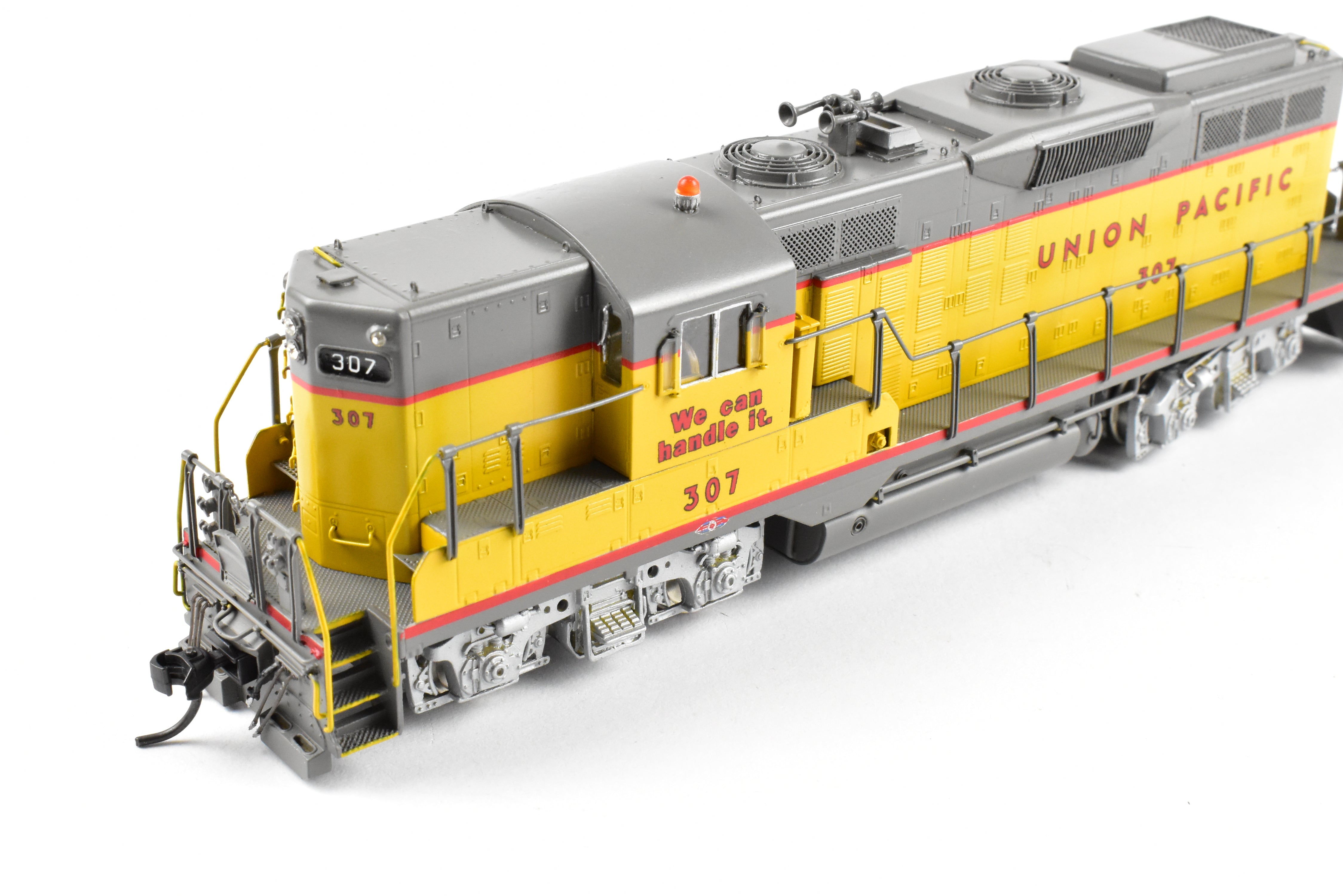 HO Scale Brass Model of Oriental Limited Union Pacific EMD GP9 Locomotive with 1750 HP MA Version, Unit Number 307