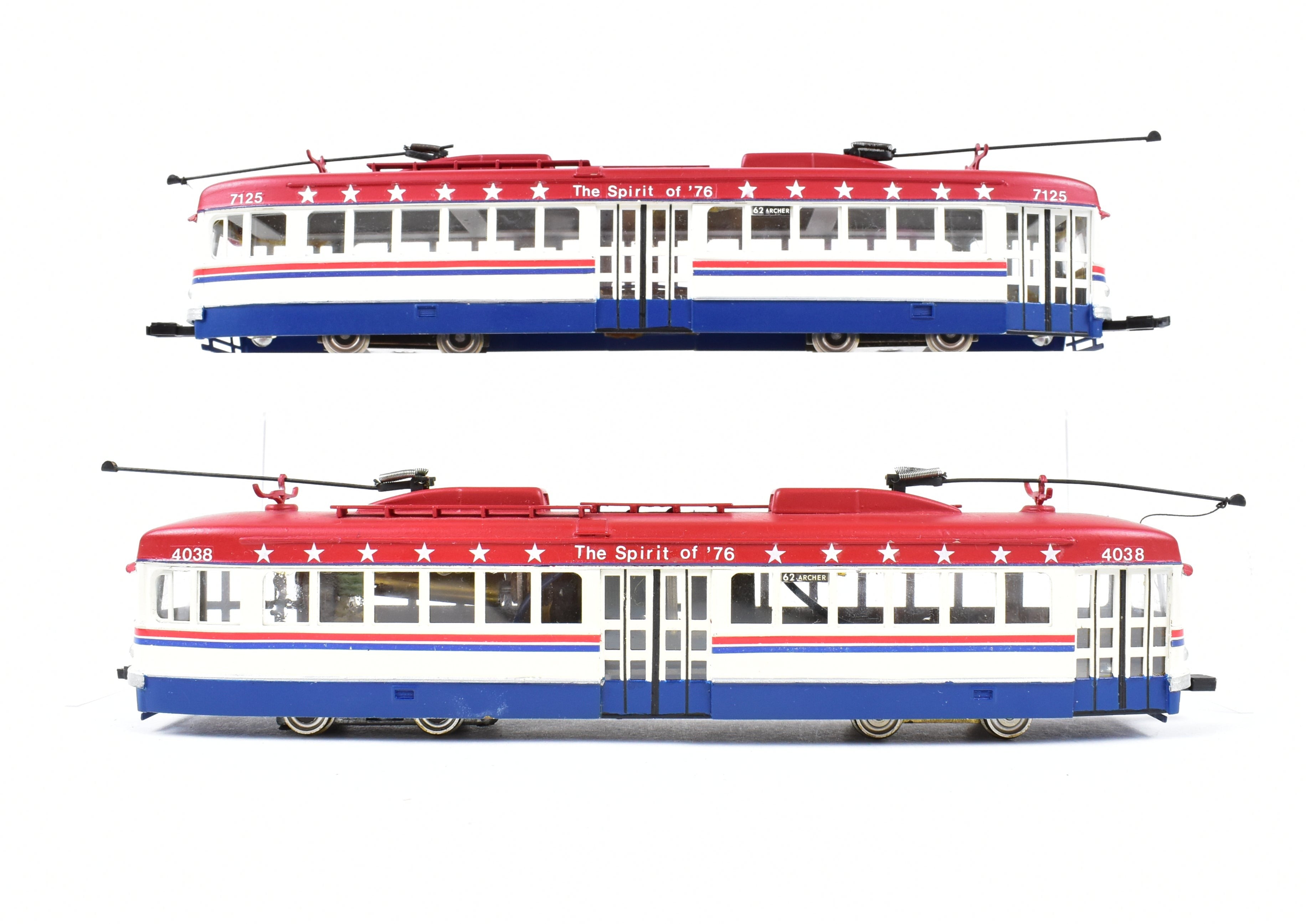 Custom Painted Bicentennial HO Brass Suydam Pacific Electric Double End PCC Car Pair in CTA Scheme