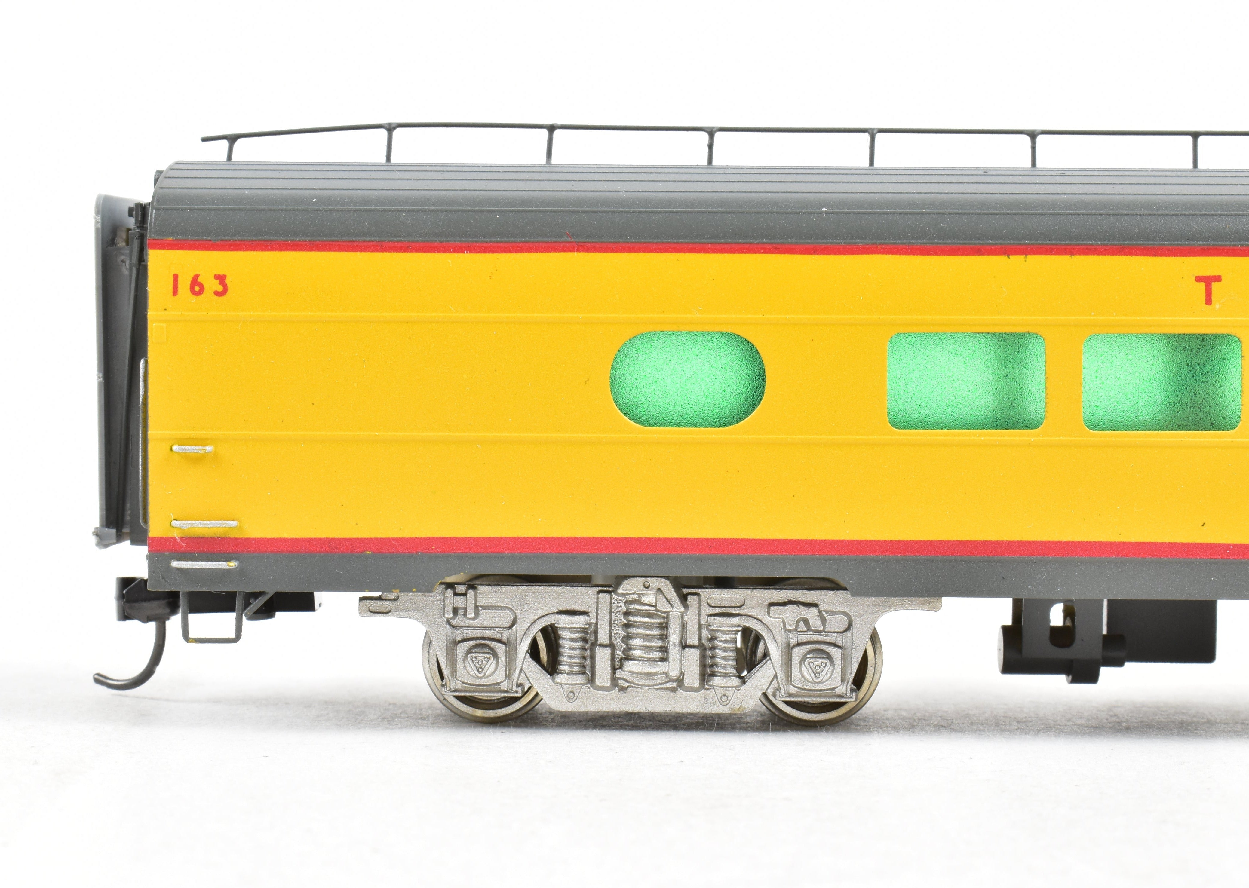 HO Scale Brass Soho Milwaukee Road #162 Tap - Lounge Model, Custom Painted in Union Pacific (UP) Streamliner Colors, Representing 1955 Milwaukee Passenger Style