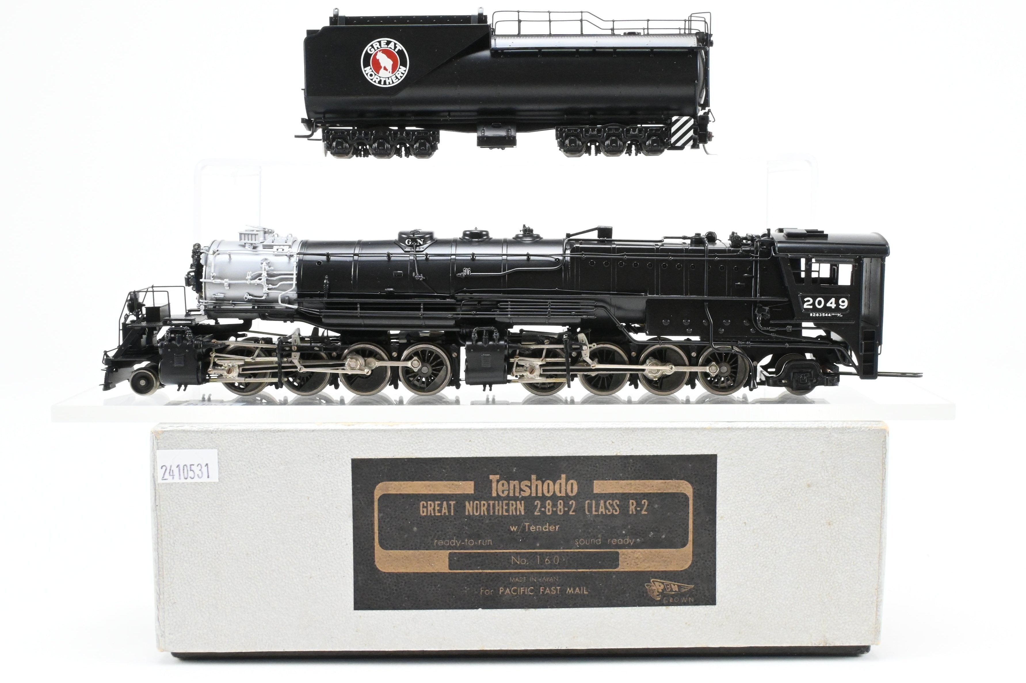 High - Quality HO Scale Brass PFM - Tenshodo GN Great Northern 2 - 8 - 8 - 2 Class R - 2 FP Model Train Engine, Road Number 2049, 1974 Run