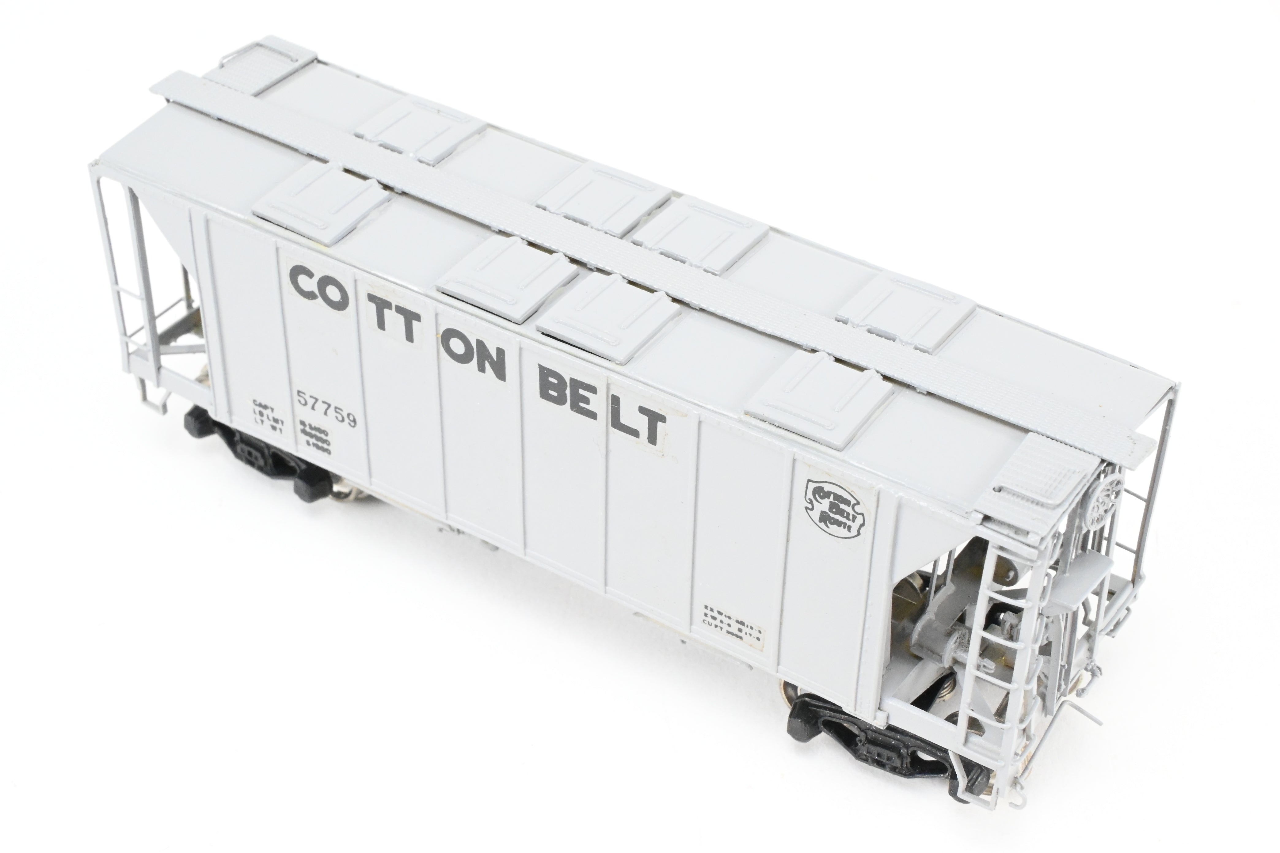 HO Brass Sunset/ACF Cotton Belt Grey Custom-Painted 70-Ton Covered Hopper #57759