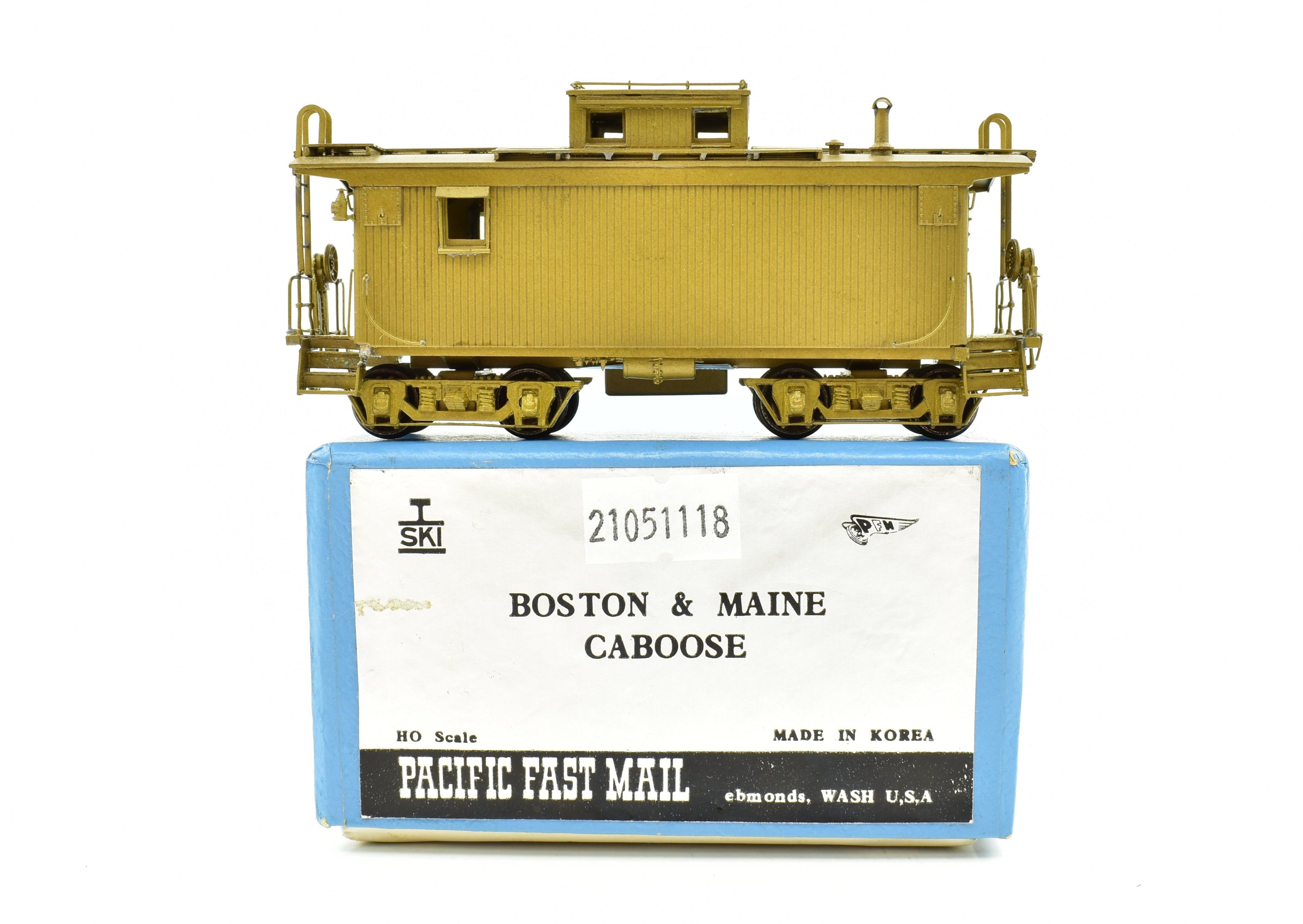 HO Scale Brass PFM SKI Boston & Maine Unpainted Wood Caboose with Spares