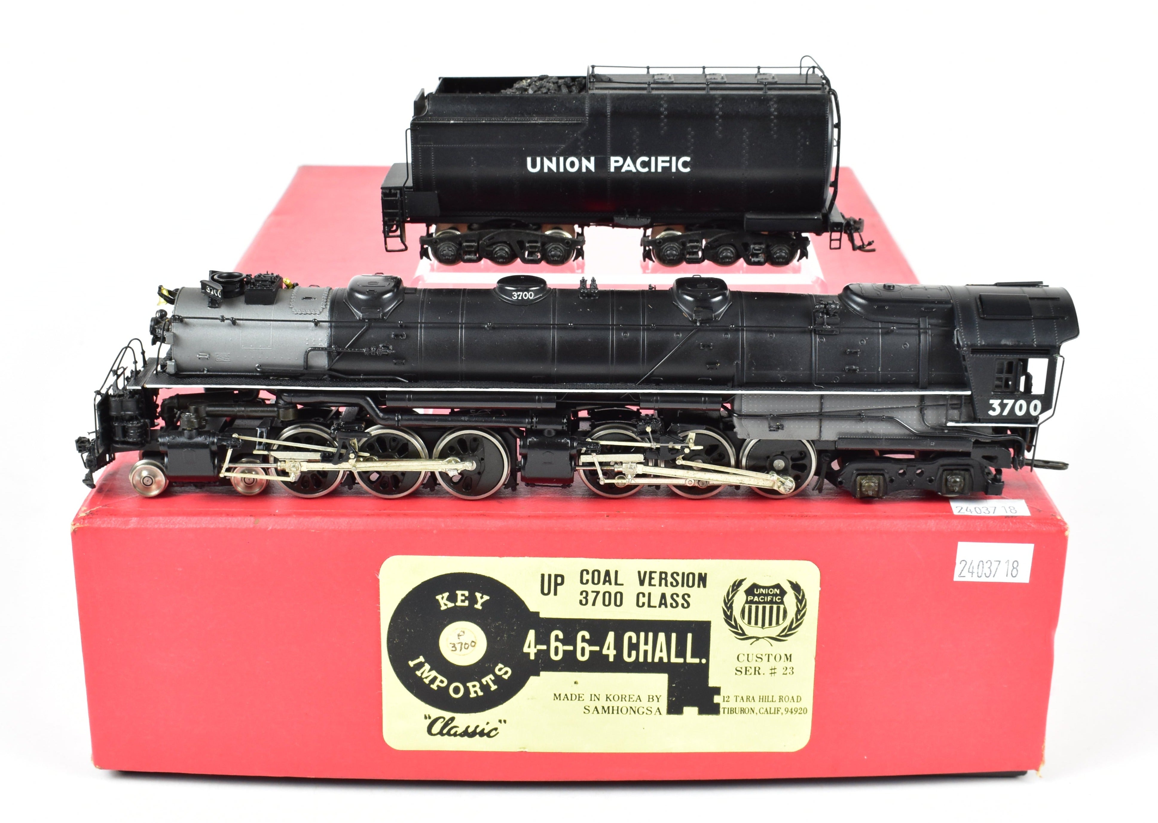 HO Brass Key Imports UP - 1984 Union Pacific 3700 Class 4-6-6-4 Challenger Coal Locomotive, C.S. No. 23 Factory Painted