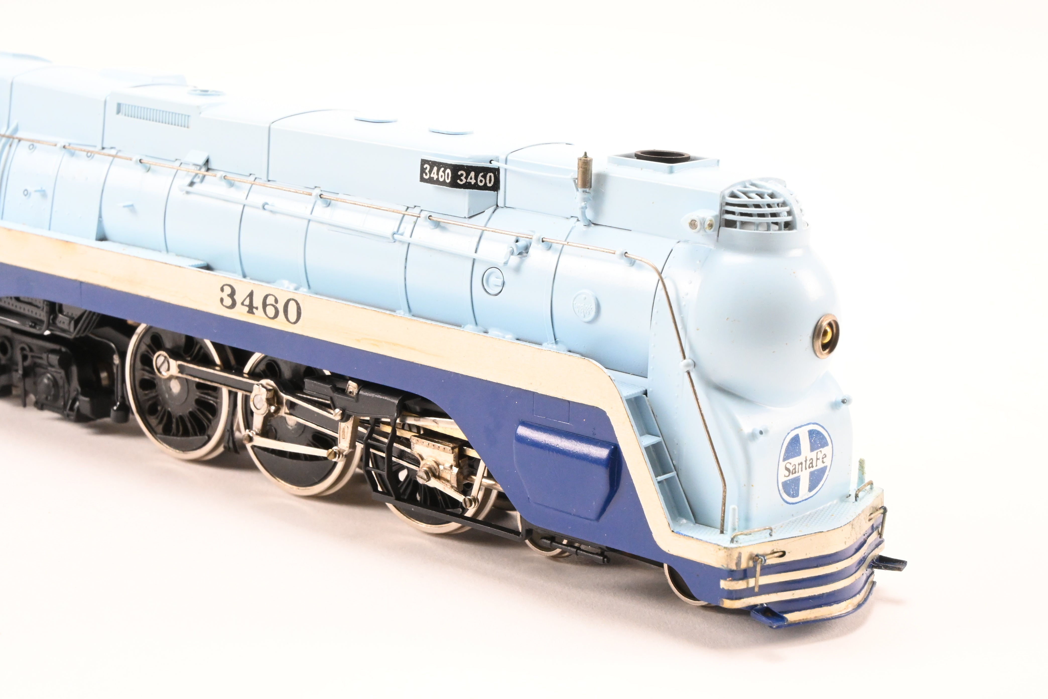 HO Scale Brass Model Train - Tenshodo ATSF Santa Fe 4-6-4 Steam Locomotive No. 3460 The Blue Goose Hudson - 1971 Run with Minor Foam Damage
