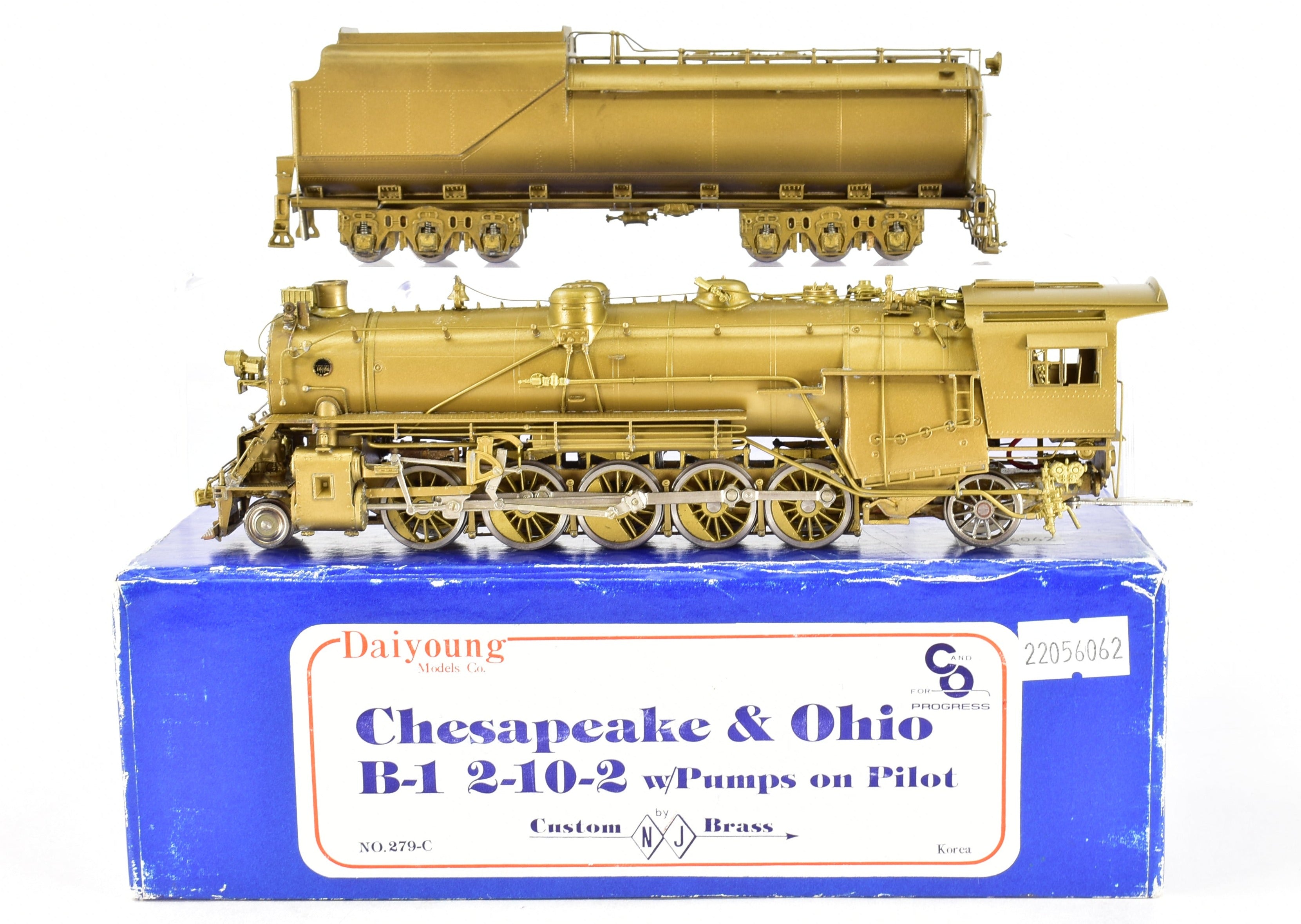 HO Scale Brass Model Train - Chesapeake & Ohio Class B-1 2-10-2 with Pumps on Pilot by NJ Custom Brass