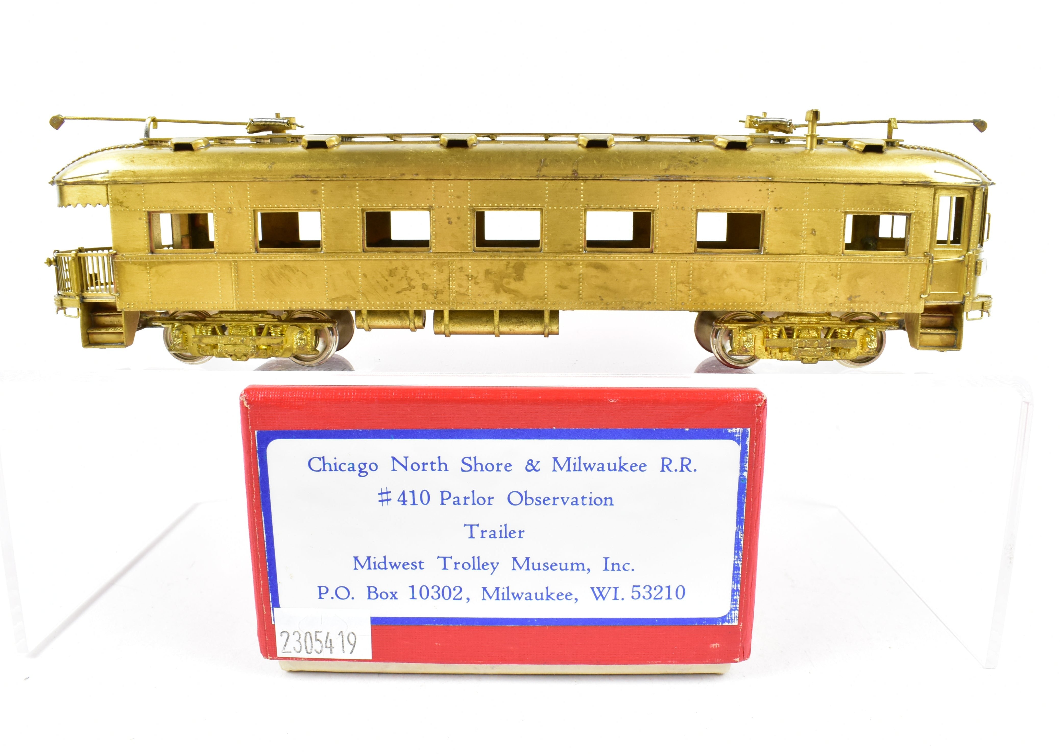 1978 HO Brass MTM Midwest Trolley Museum CNS&M North Shore Line No. 410 Parlor Observation Unpowered Trailer