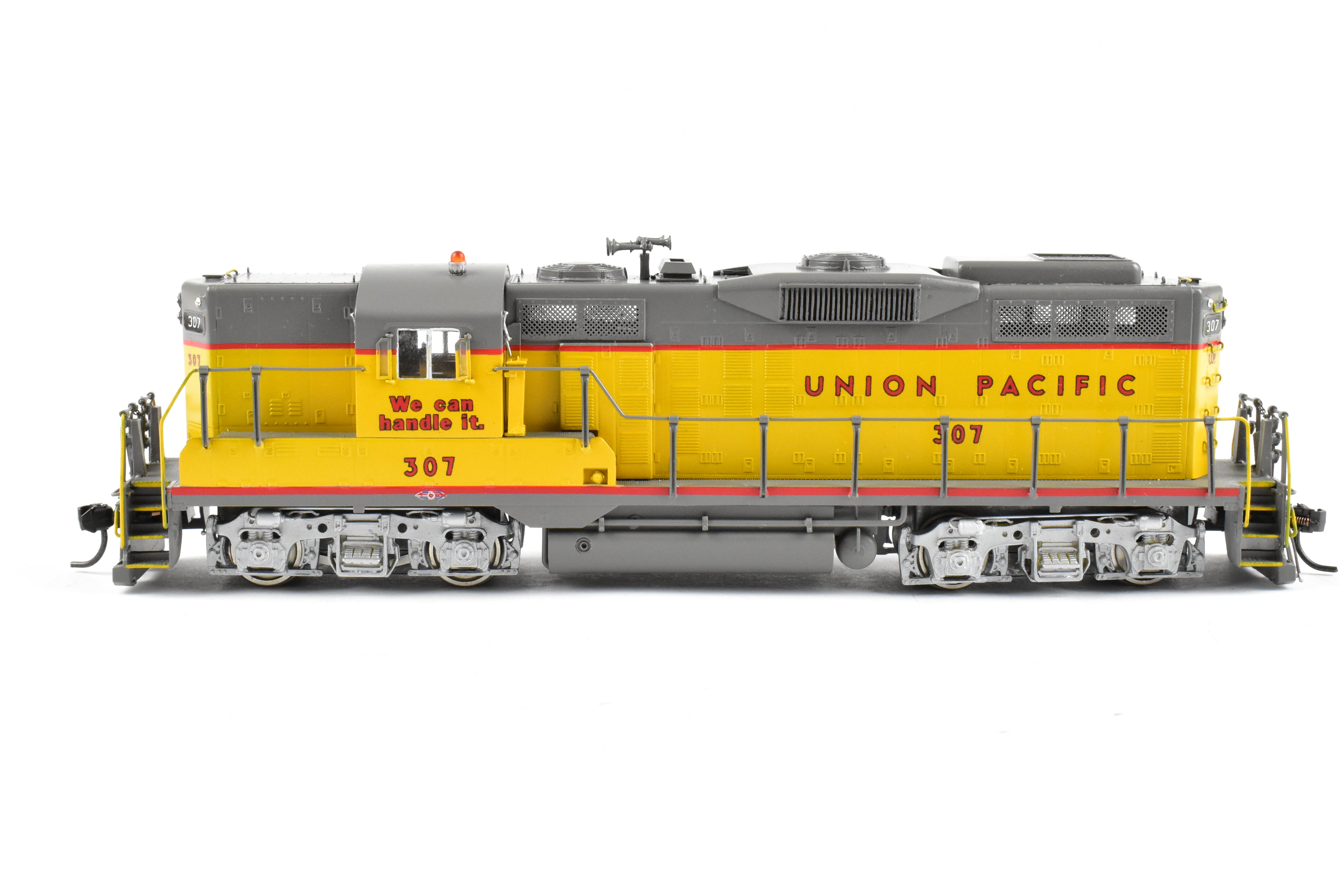 HO Scale Brass Model of Oriental Limited Union Pacific EMD GP9 Locomotive with 1750 HP MA Version, Unit Number 307