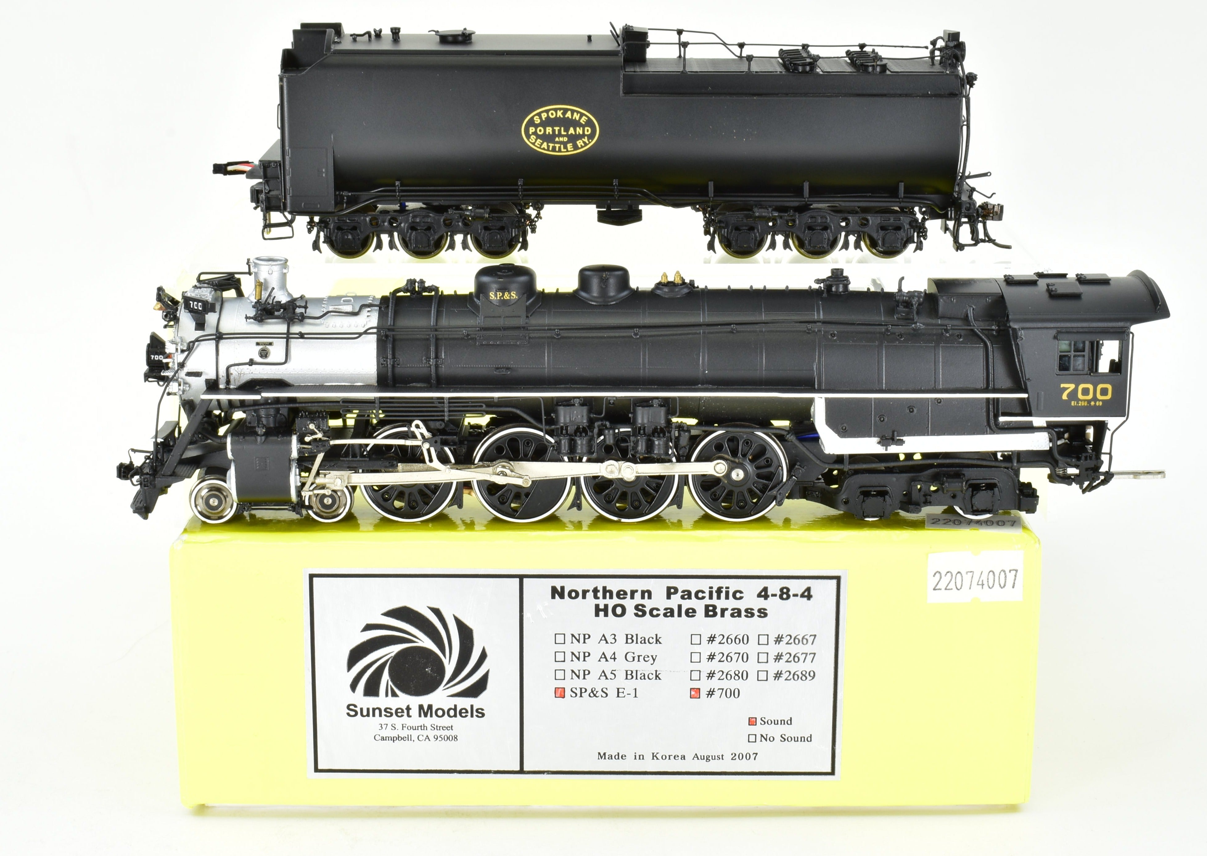 HO Scale Brass Sunset SP&S E-1 4-8-4 FP #700 with QSI DCC Sound, AS-IS
