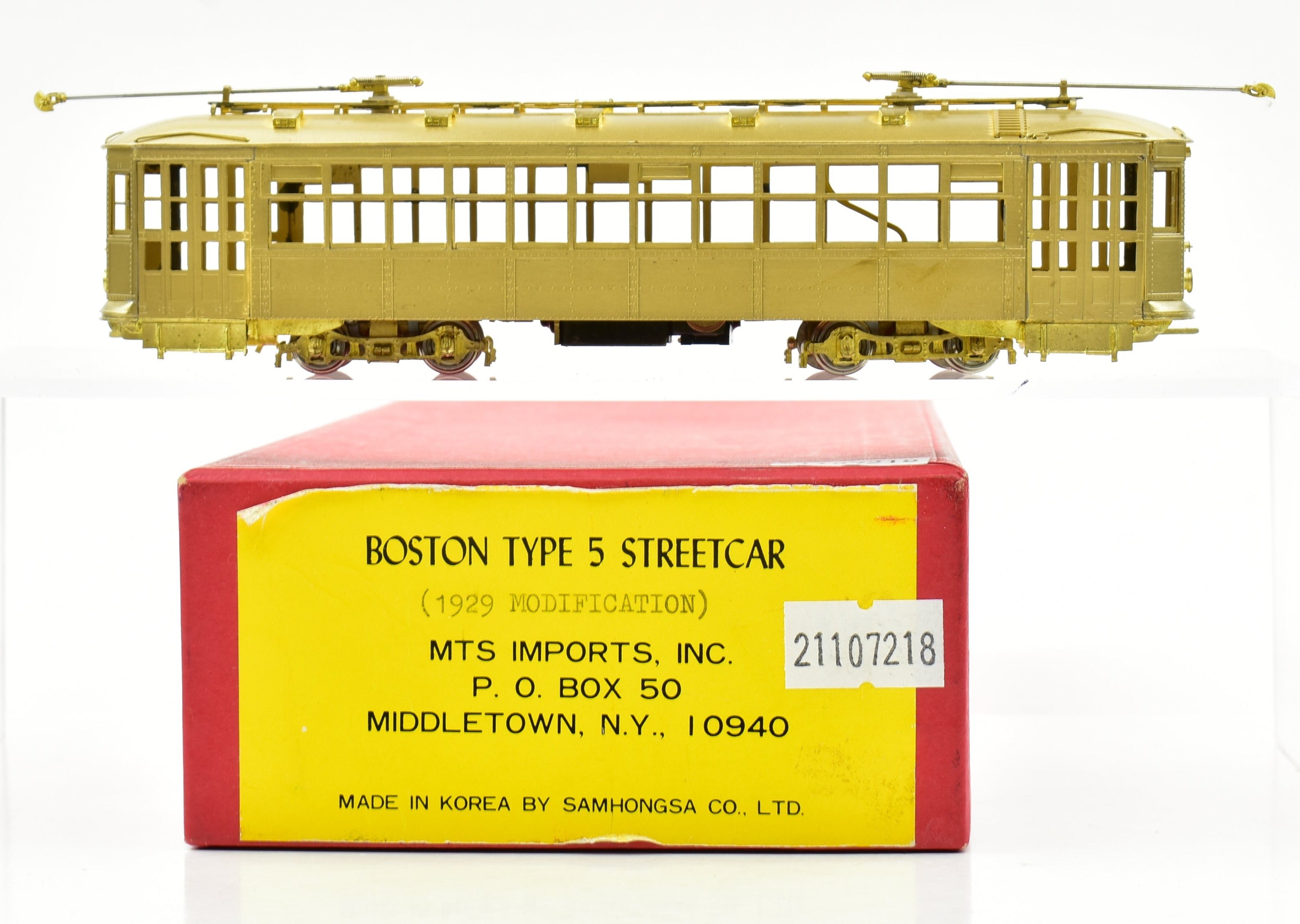 HO Scale Brass MTS Traction BER - 1929 Modified Boston Elevated Railway Type 5 Streetcar