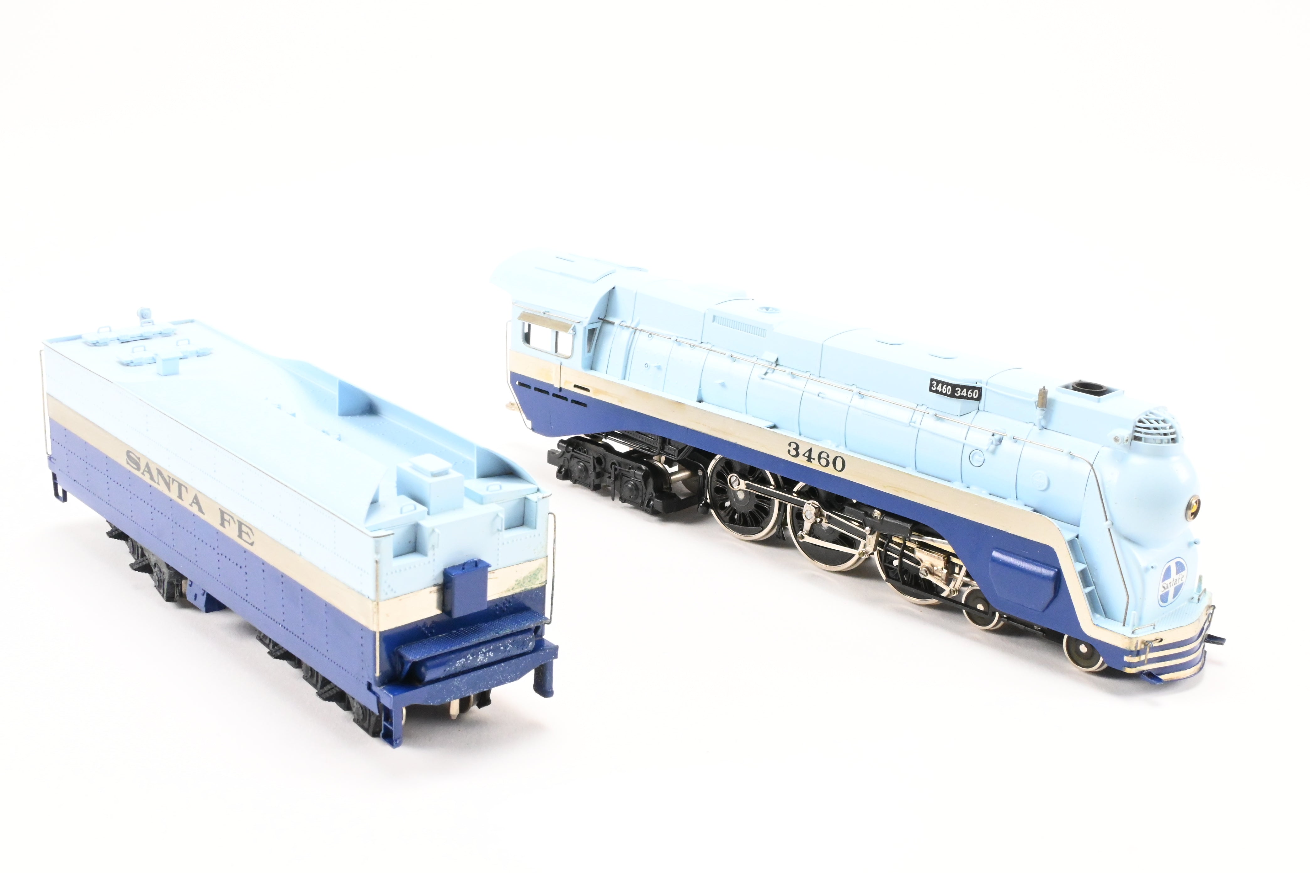 HO Scale Brass Model Train - Tenshodo ATSF Santa Fe 4-6-4 Steam Locomotive No. 3460 The Blue Goose Hudson - 1971 Run with Minor Foam Damage