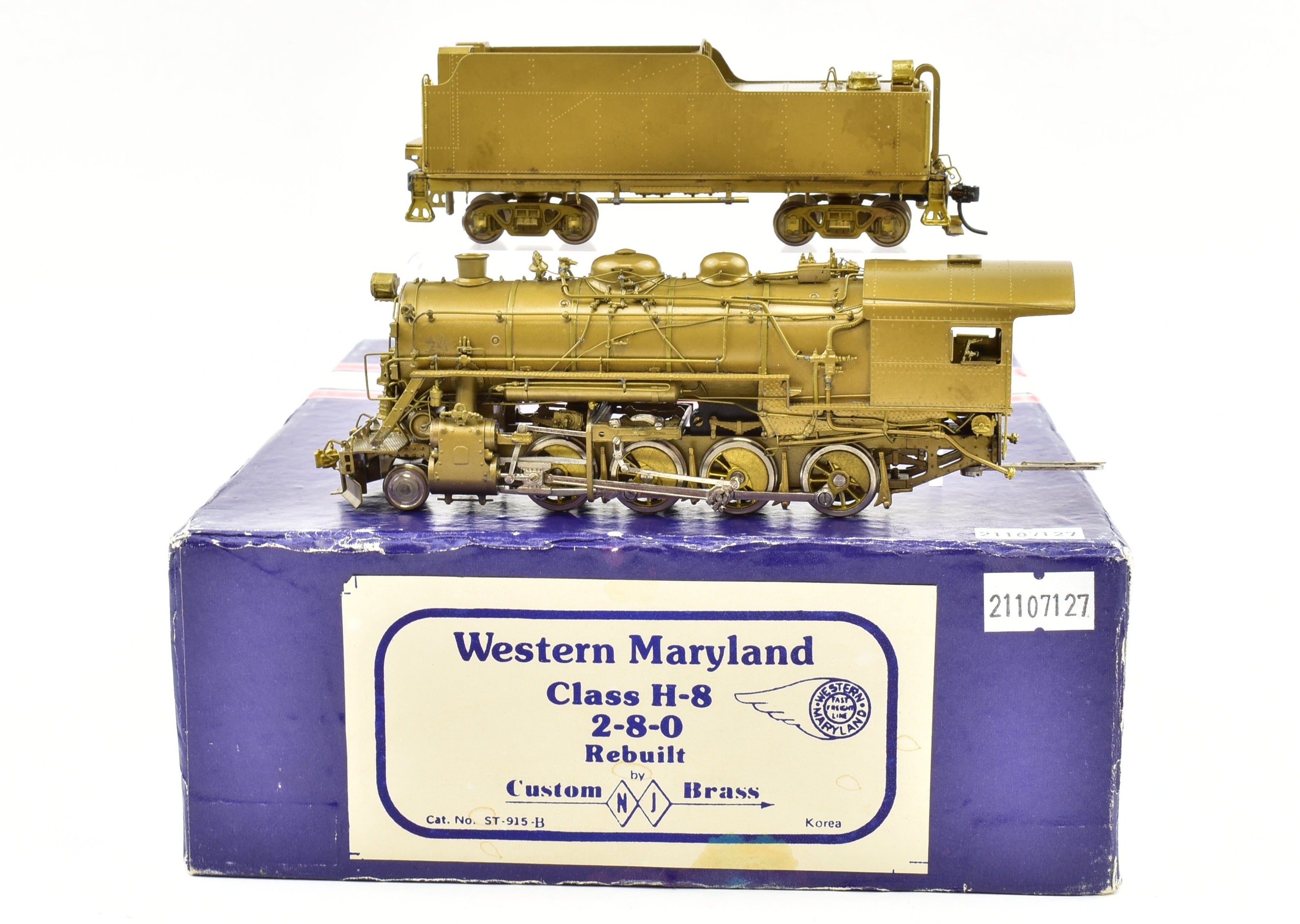 High - Quality HO Scale Brass Model Train: Western Maryland H - 8 2 - 8 - 0 Consolidation Rebuilt by NJ Custom Brass