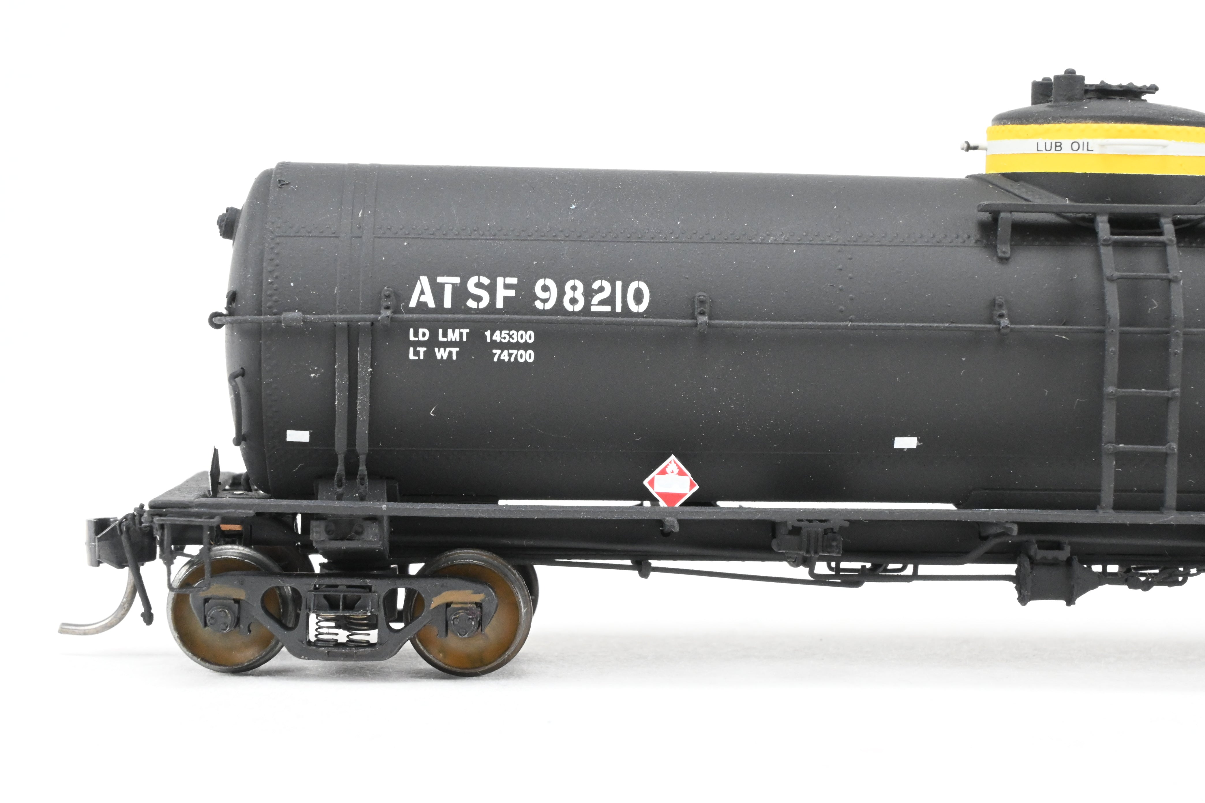 High - Quality HO Scale Brass Pecos River Brass ATSF - Santa Fe Tk - M Tank Car with CP Number 98210