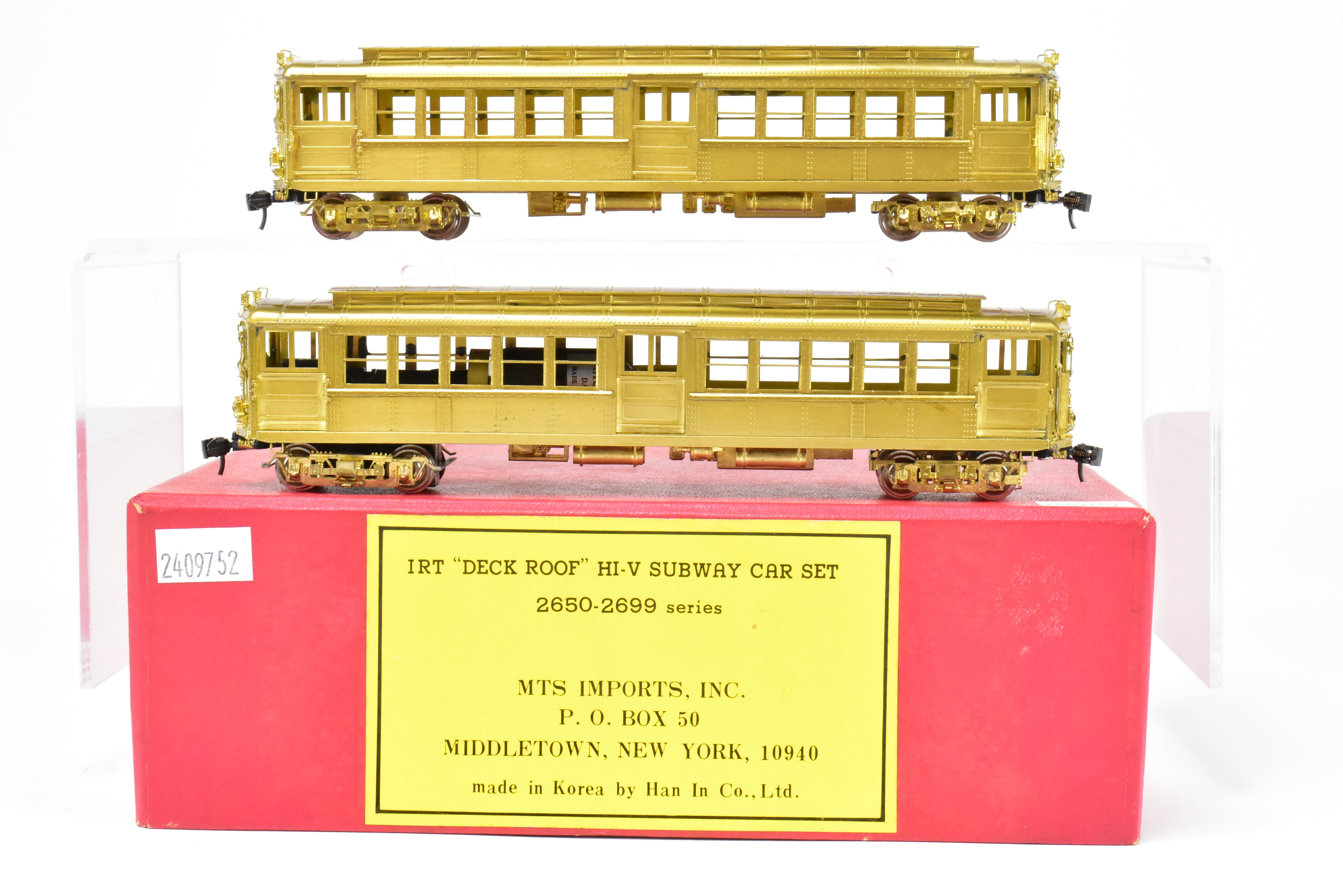 HO Scale Brass Subway Model - MTS Imports IRT Interborough Rapid Transit Deck Roof High-Voltage 2-Car Set for Model Railroads