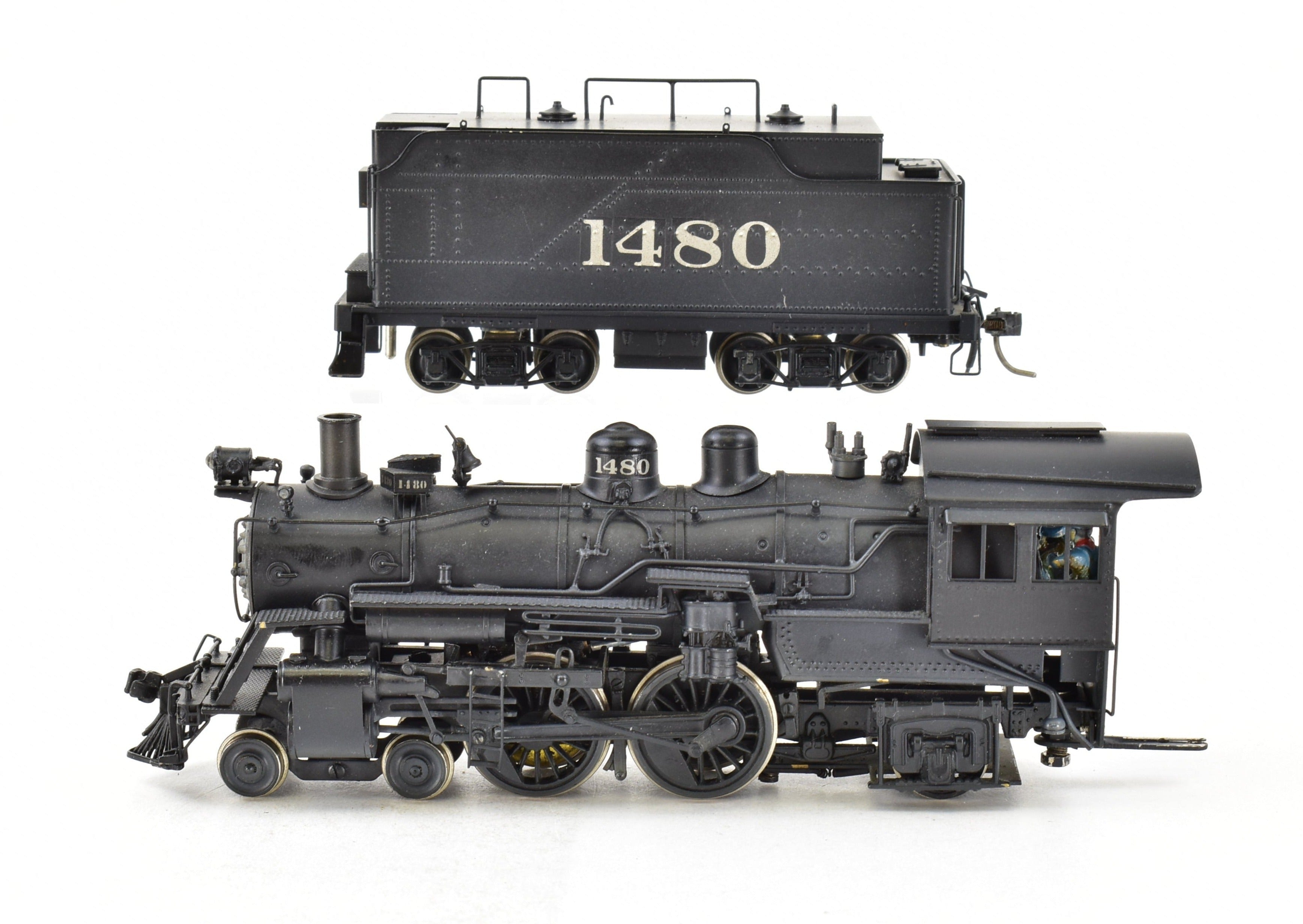 HO Scale Brass Model Train - NJ Custom Brass ATSF Santa Fe Class 1400 4-4-2 Locomotive CP No. 1480, Sold As-Is Condition
