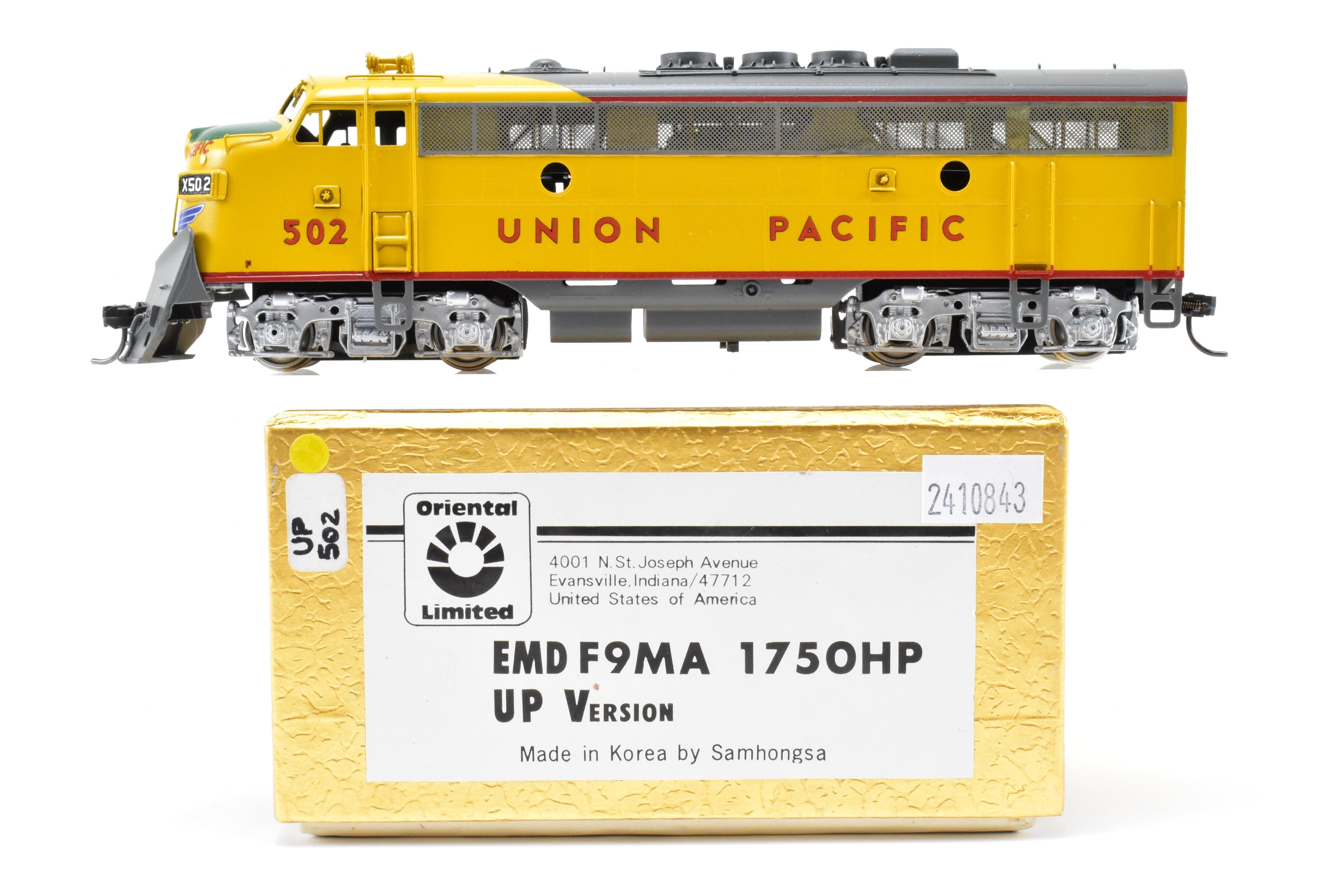 HO Brass Oriental Limited Union Pacific EMD F9MA Locomotive with Snowplow #502