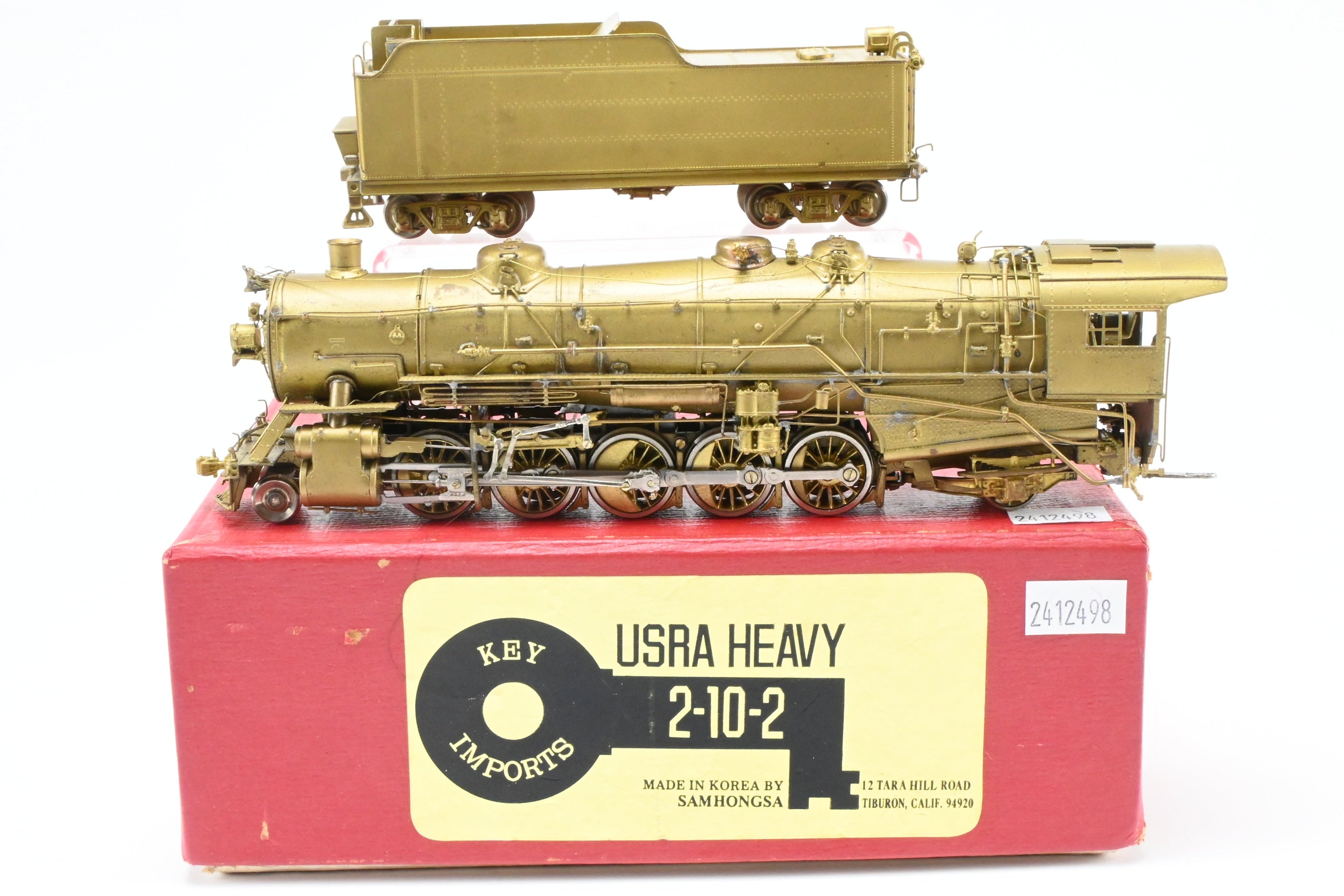 HO Scale USRA 2-10-2 Heavy Brass Model by Key Imports, 1970s