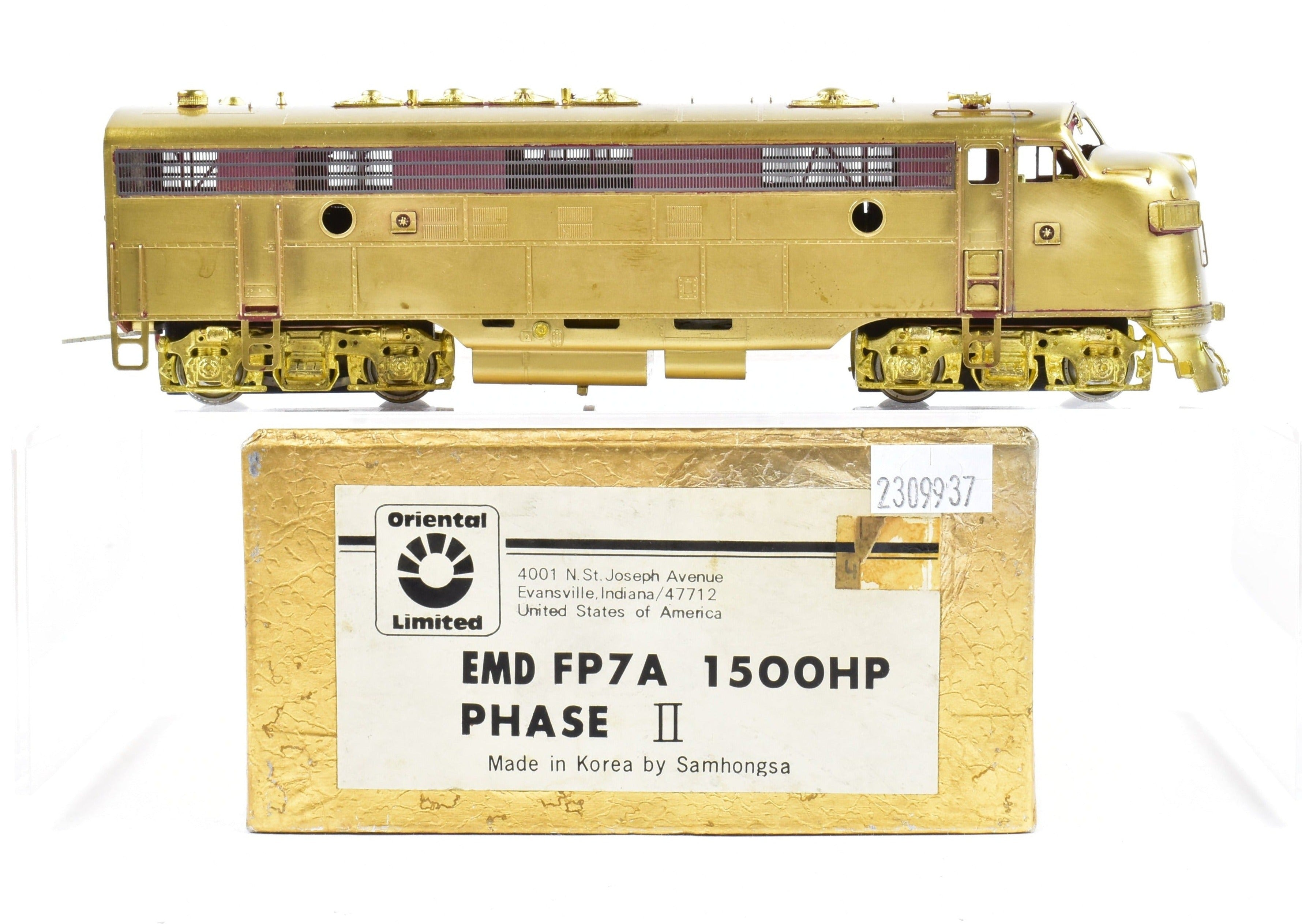 HO Brass Oriental Limited EMD FP7A 1500 HP Phase II with Shelf - Worn Box