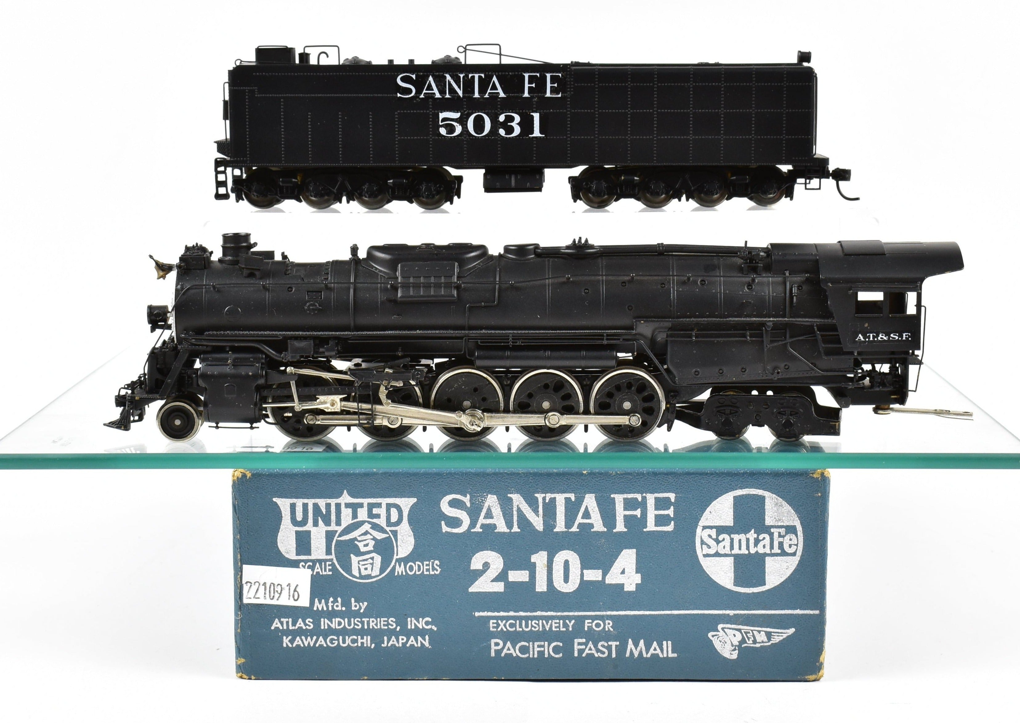 Custom Painted HO Brass PFM - United ATSF - Santa Fe 2-10-4 Locomotive #5031
