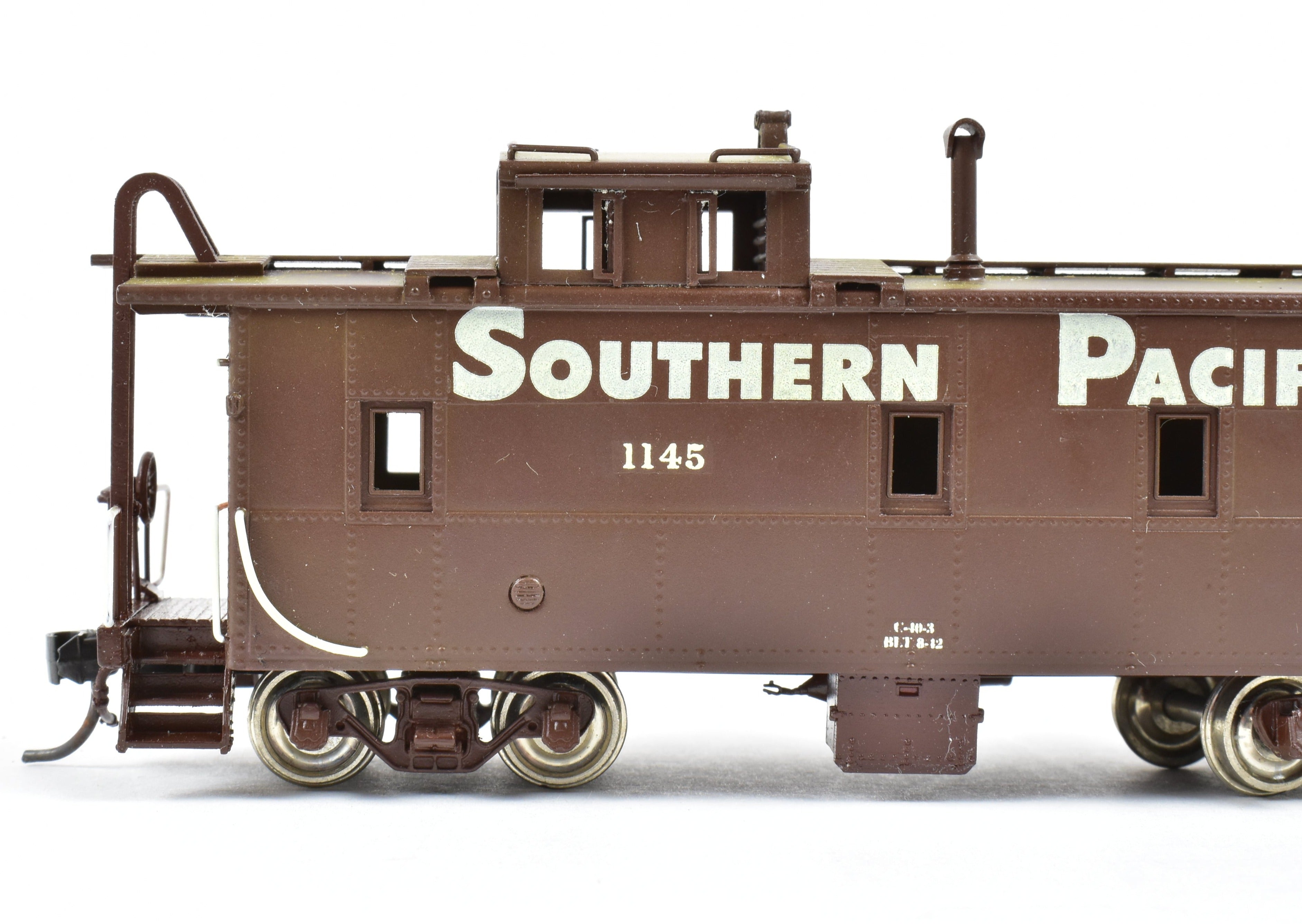 HO Scale Brass Pacific Fast Mail (PFM) SKI SP - Southern Pacific Modern Era C - 40 - 3 Steel Caboose Model Factory Painted with Road Number 1145
