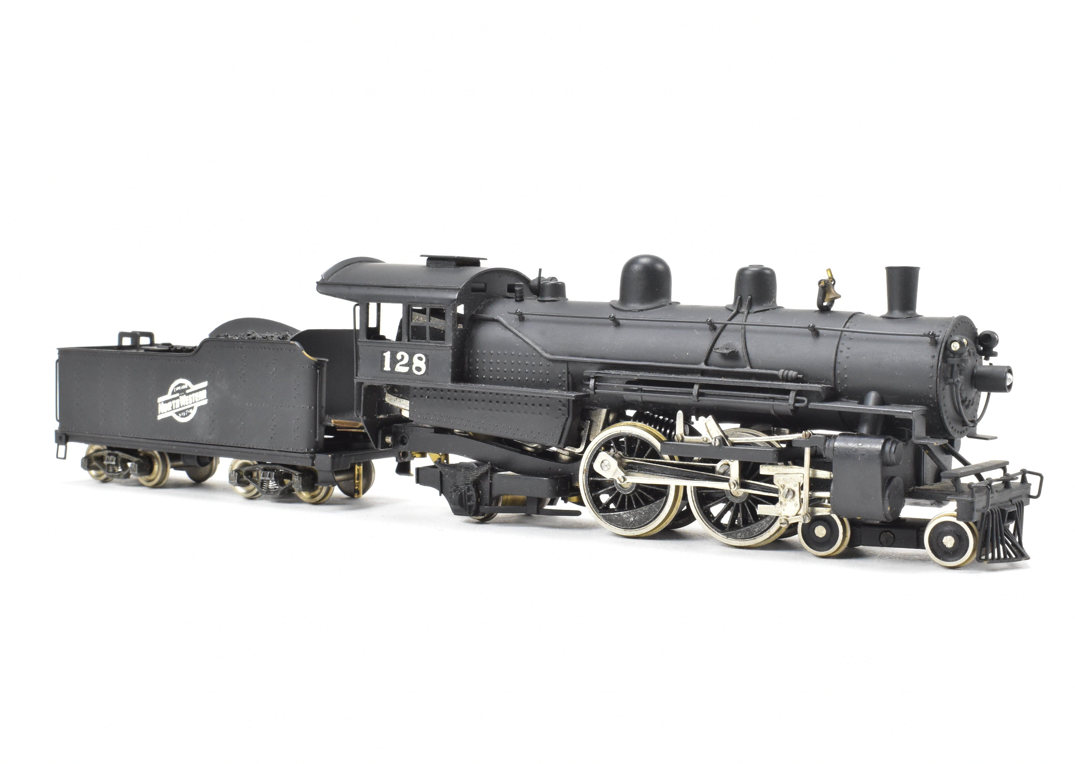 High - Quality HO Scale Brass Pacific Fast Mail (PFM) Model - Tenshodo Chicago & Northwestern Class D 4 - 4 - 2 Atlantic Steam Locomotive, Factory - Painted, No. 128