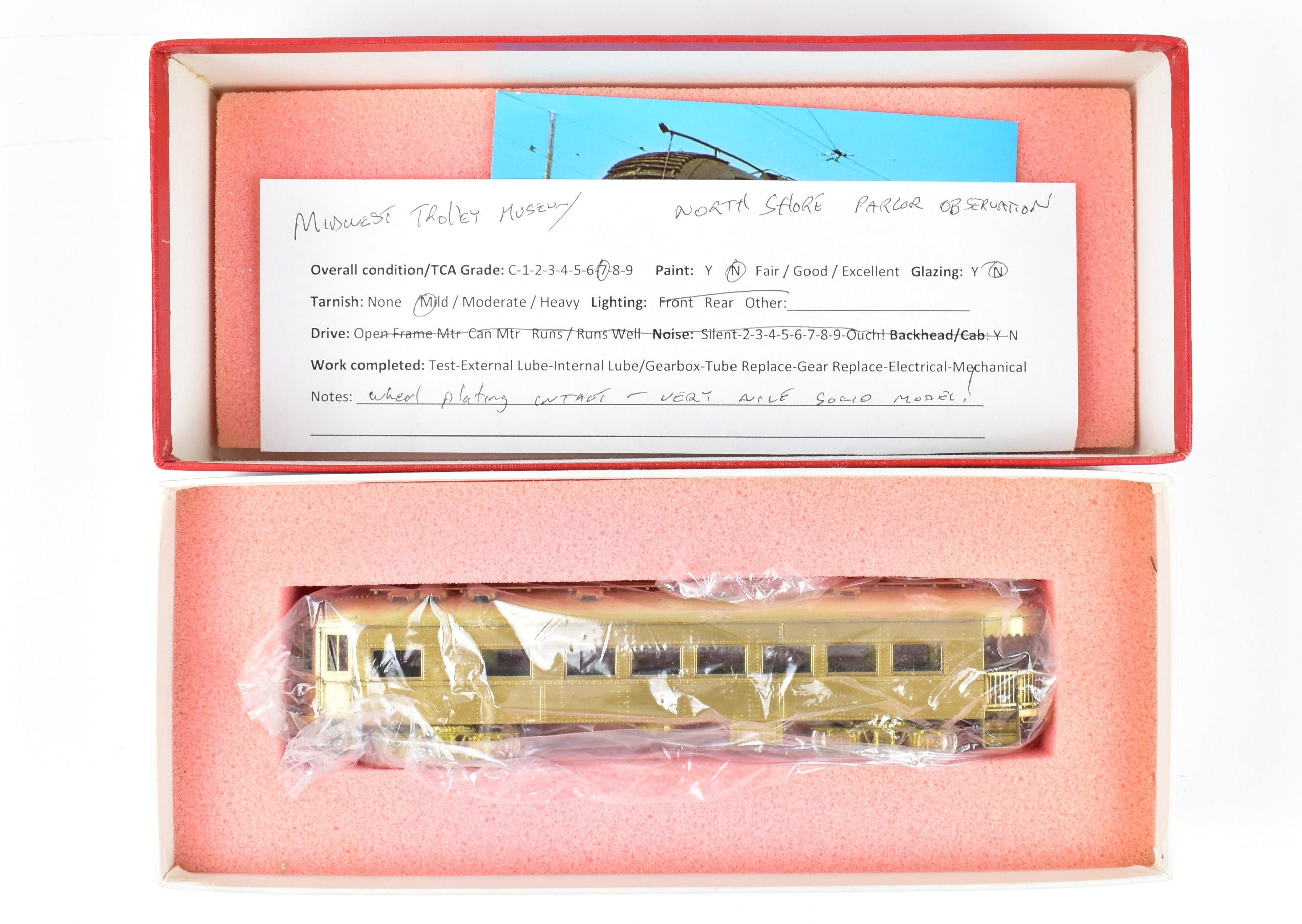 HO Scale Brass Model Midwest Trolley Museum CNS&M - North Shore Line No. 420 Parlor Observation Unpowered Trailer for Model Train Enthusiasts