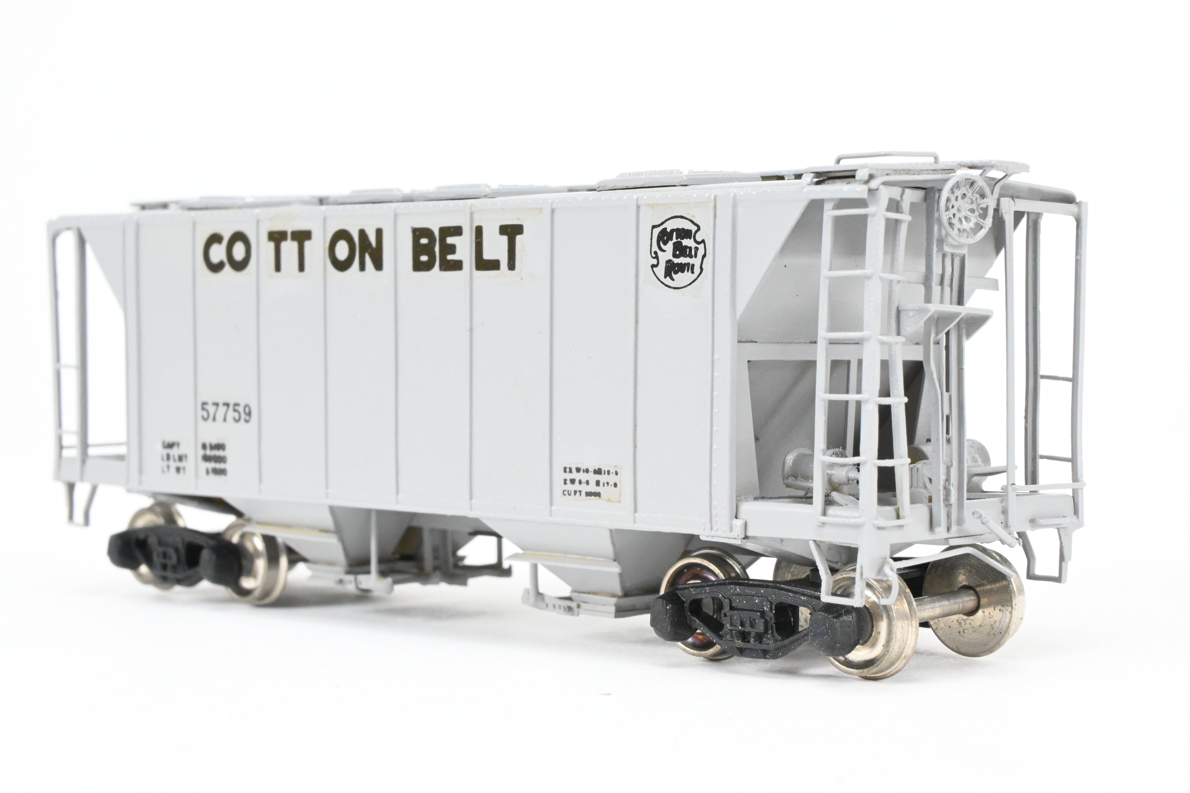 HO Brass Sunset/ACF Cotton Belt Grey Custom-Painted 70-Ton Covered Hopper #57759