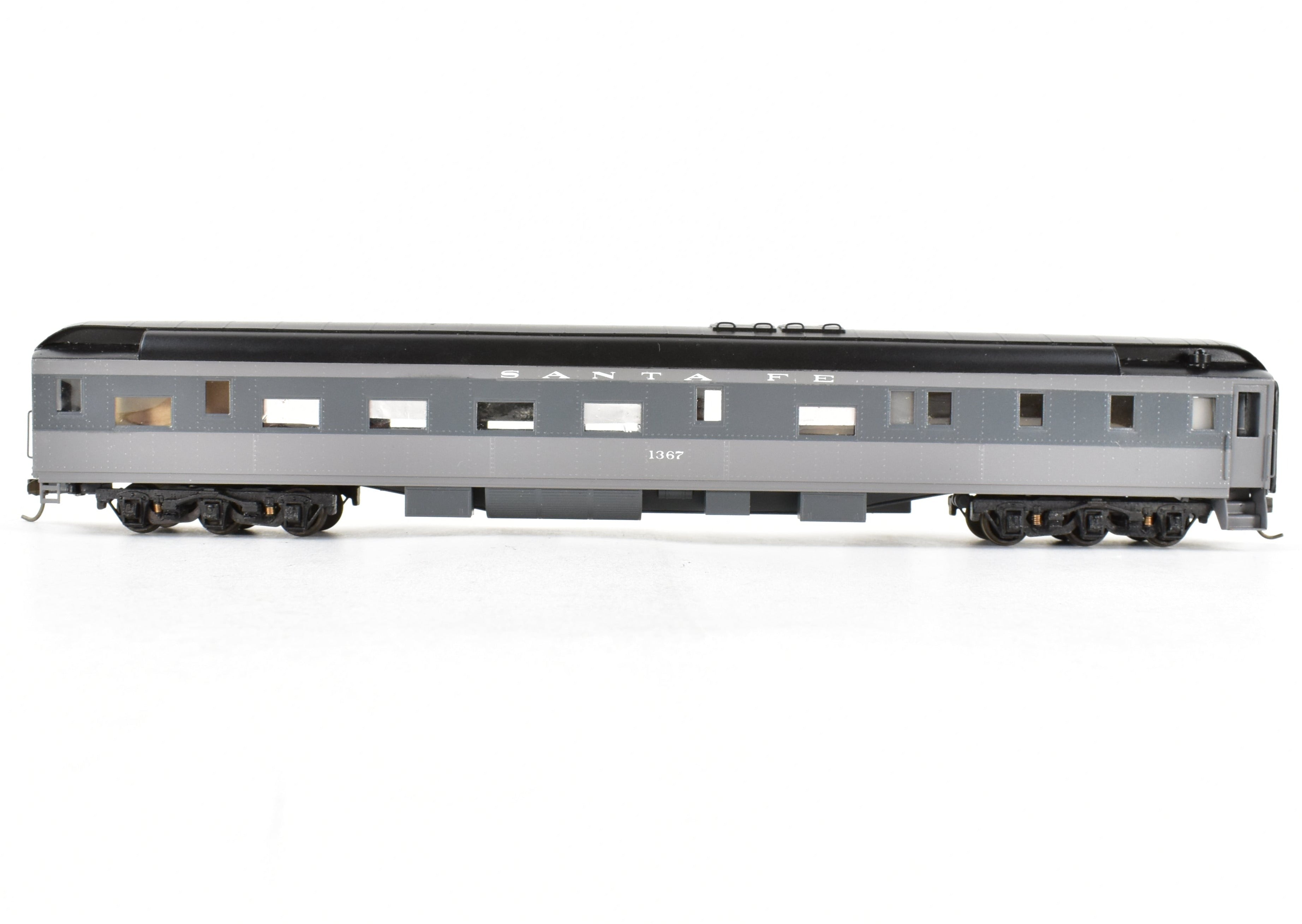 HO Scale Brass Lambert ATSF - Santa Fe Heavyweight Lounge Car CP No. 1367 TTG with Replacement Box and Central Valley Trucks for Model Railroads