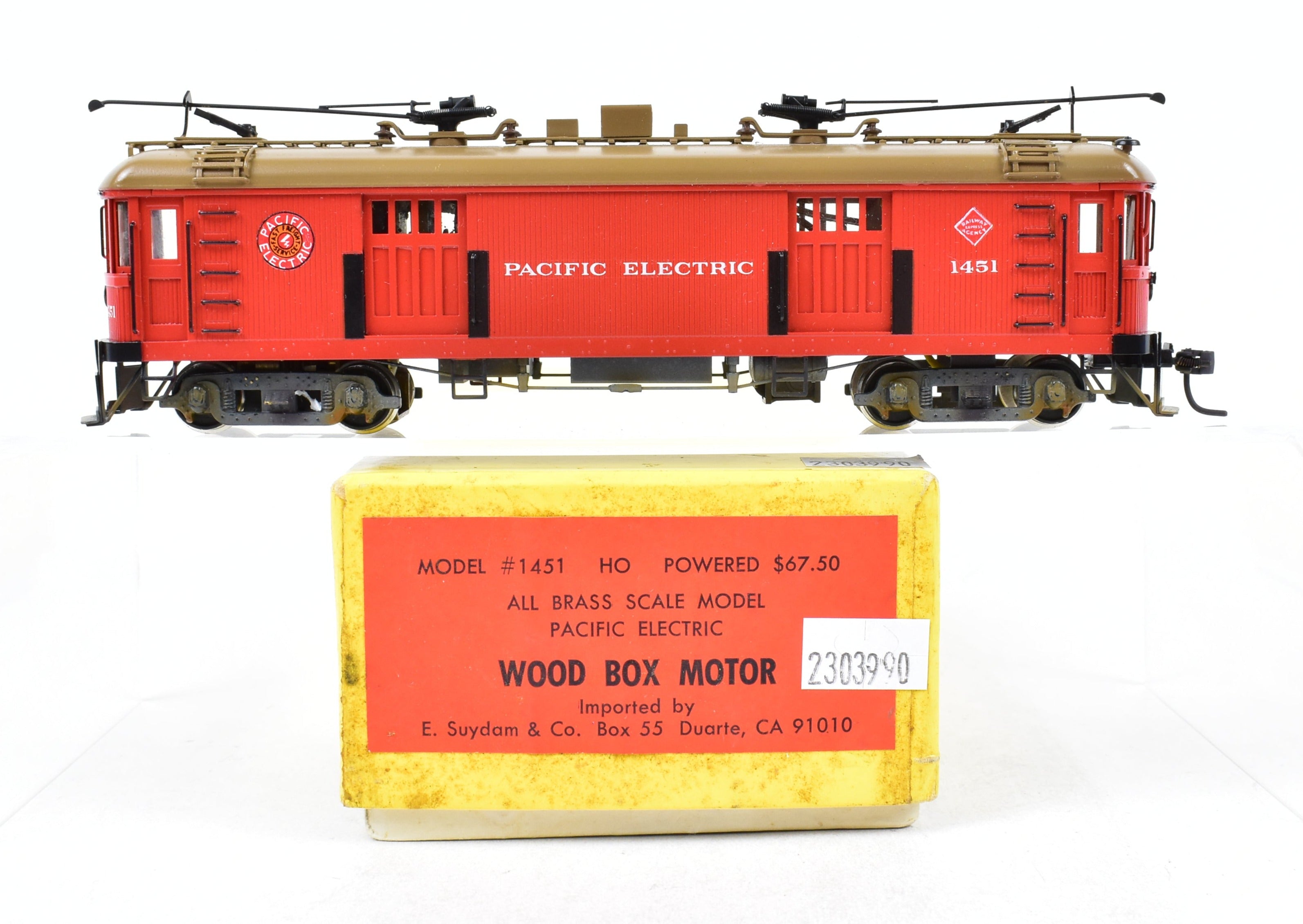 High - Quality Professionally Painted and Finished HO Scale Brass Suydam Pacific Electric Wood Box Motor Model