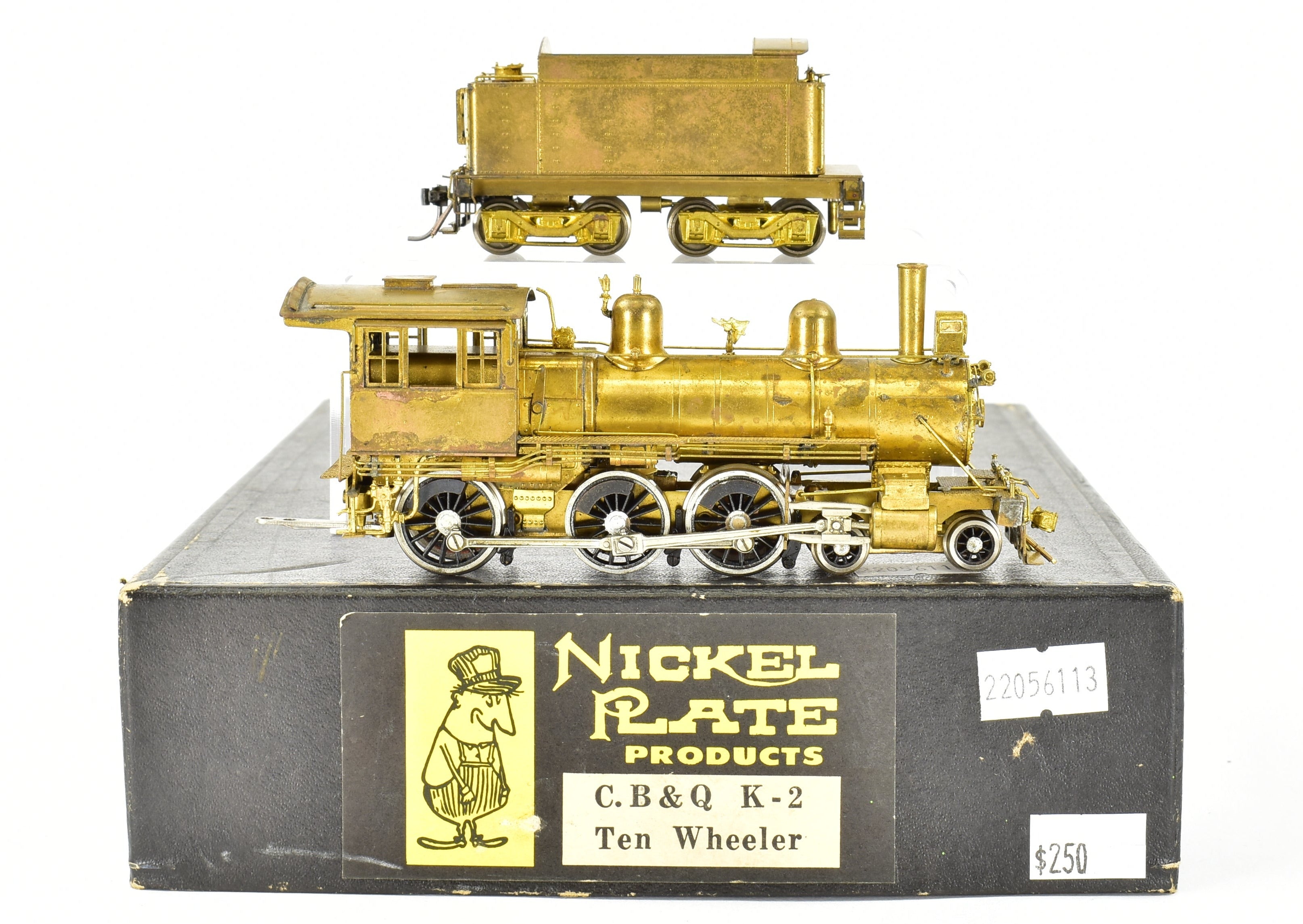 HO Scale Brass Nickel-Plated Model Train - CB&Q - Burlington Route K-2 4-6-0 Ten Wheeler, Produced by Nickel Plate Products