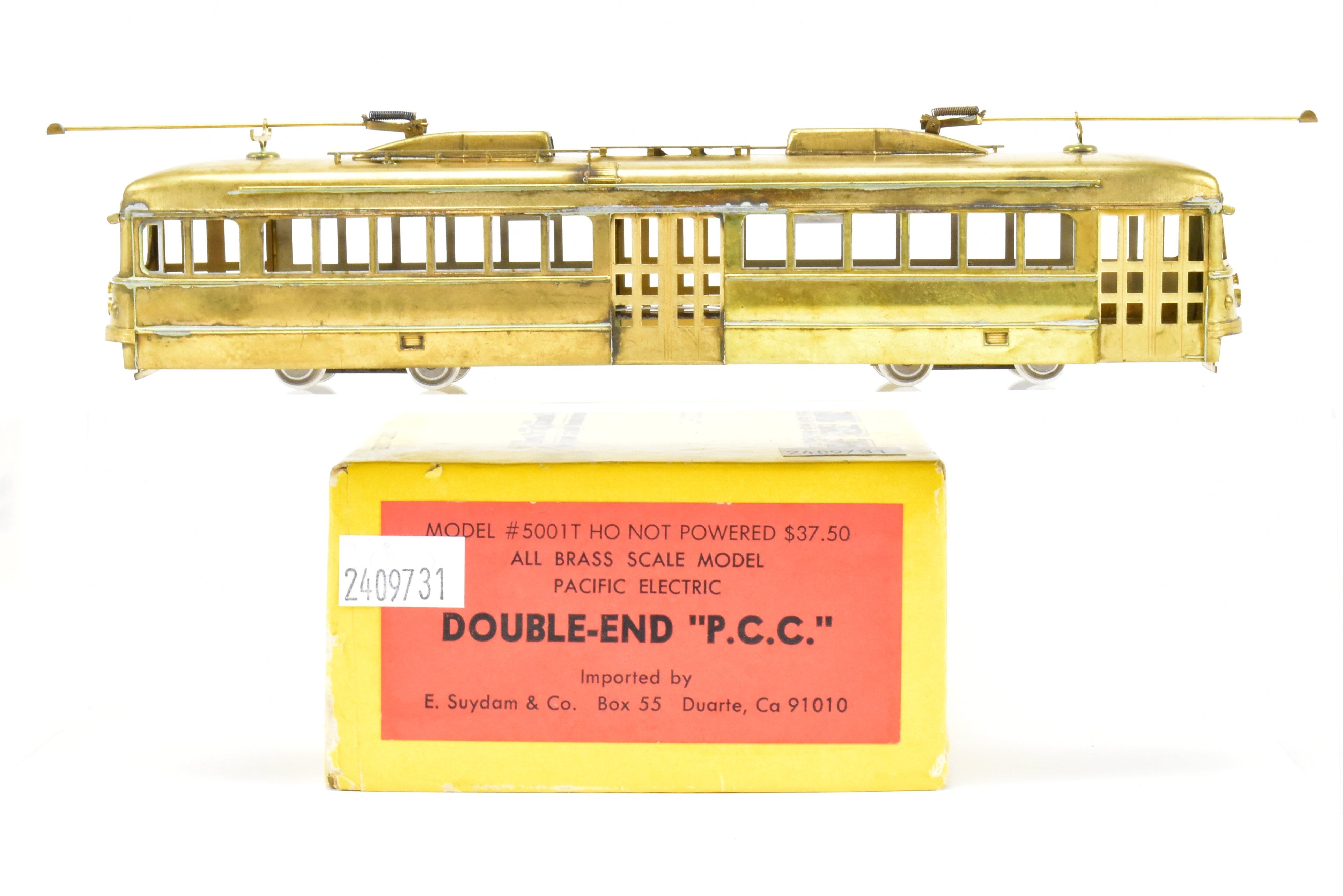 HO Scale Unpowered Trailer: Brass Suydam Pacific Electric Double End PCC Car