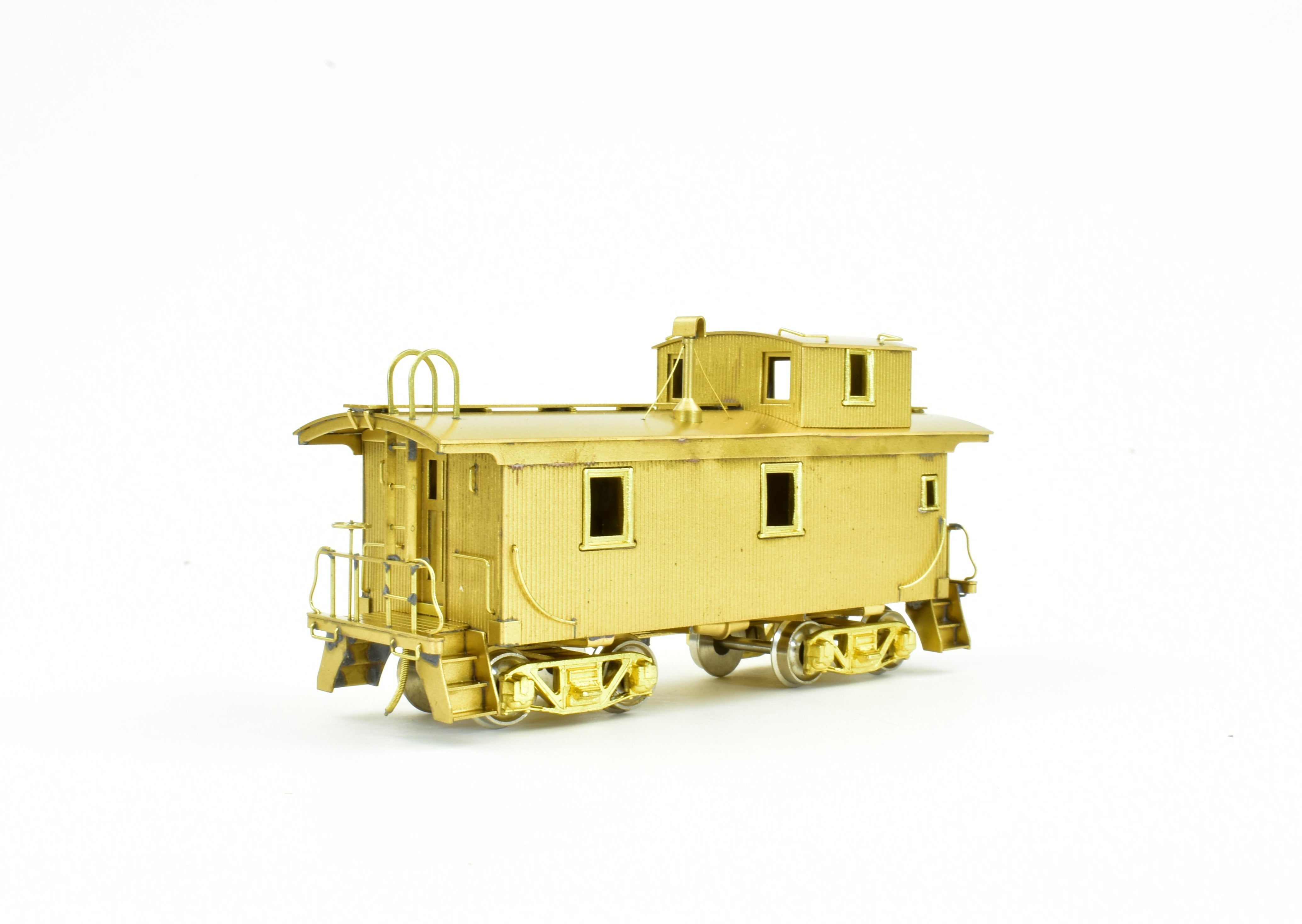 HO Scale Brass Model of Northwest Short Line (NWSL) and Northern Pacific (NP) Wood Caboose with Original Platform Arrangement