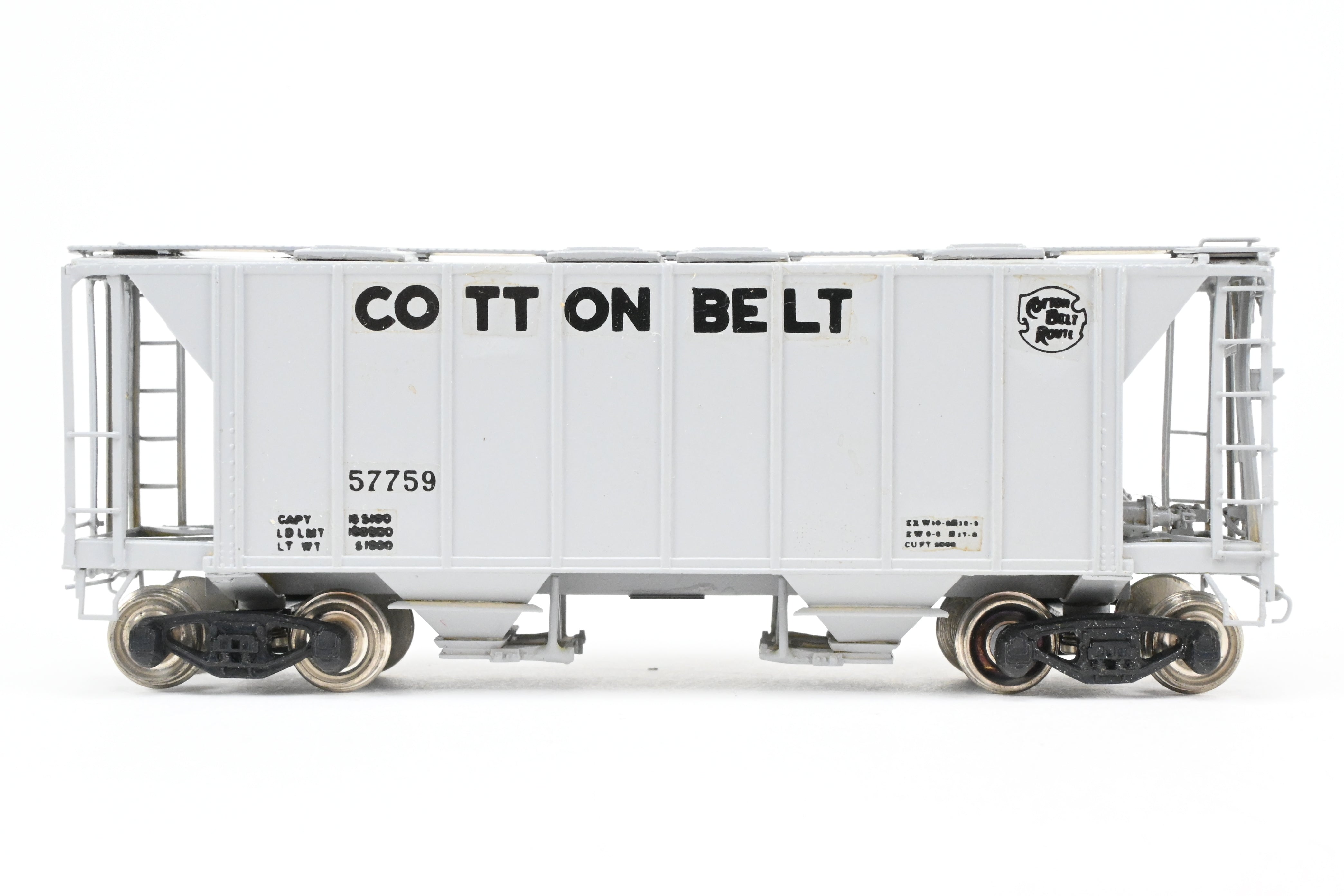 HO Brass Sunset/ACF Cotton Belt Grey Custom-Painted 70-Ton Covered Hopper #57759
