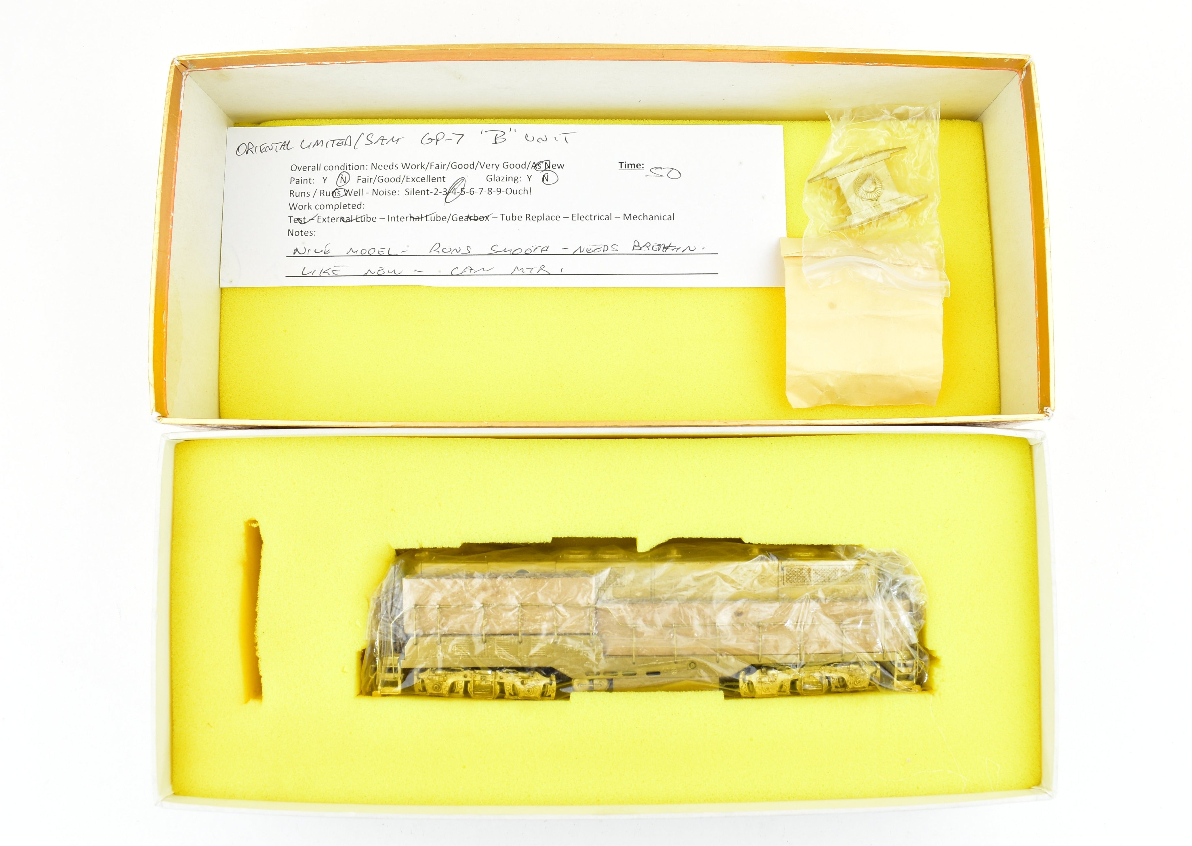 HO Scale Brass Model Train - Union Pacific EMD GP7 1500 HP Cabless B Unit by Oriental Limited