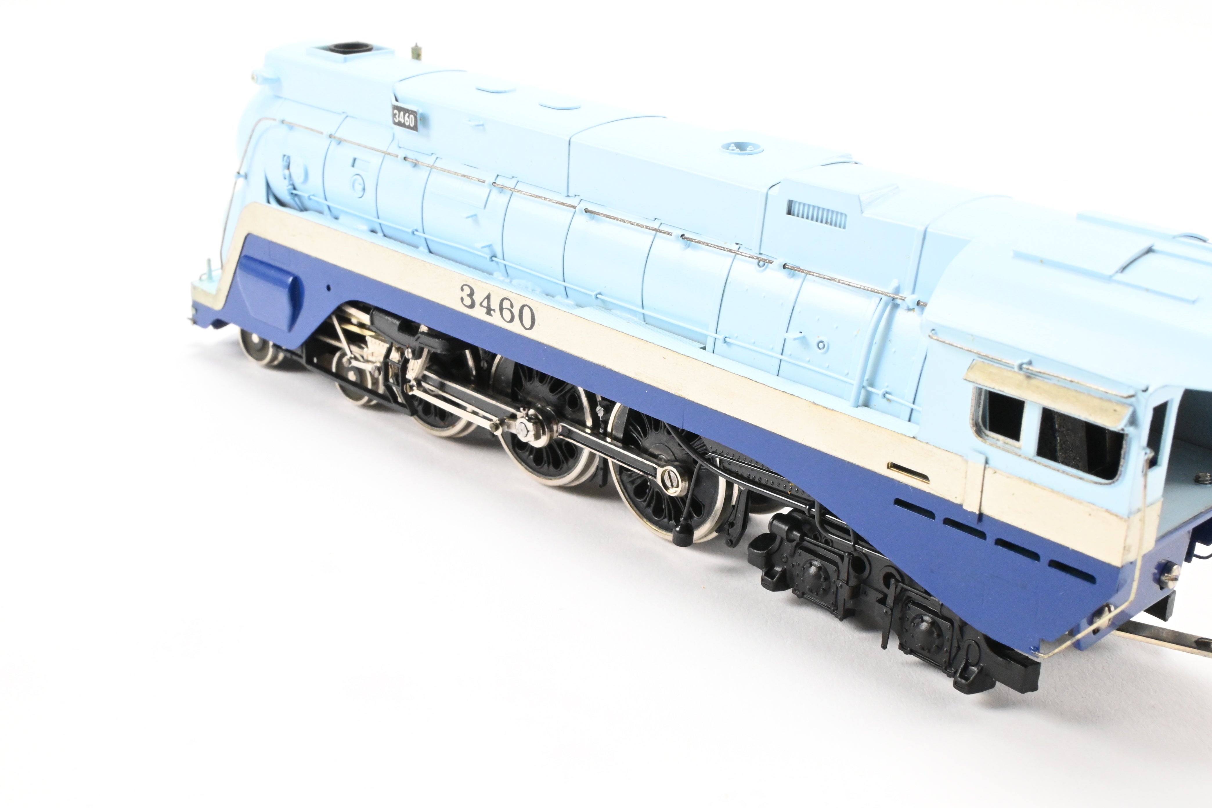 HO Scale Brass Model Train - Tenshodo ATSF Santa Fe 4-6-4 Steam Locomotive No. 3460 The Blue Goose Hudson - 1971 Run with Minor Foam Damage