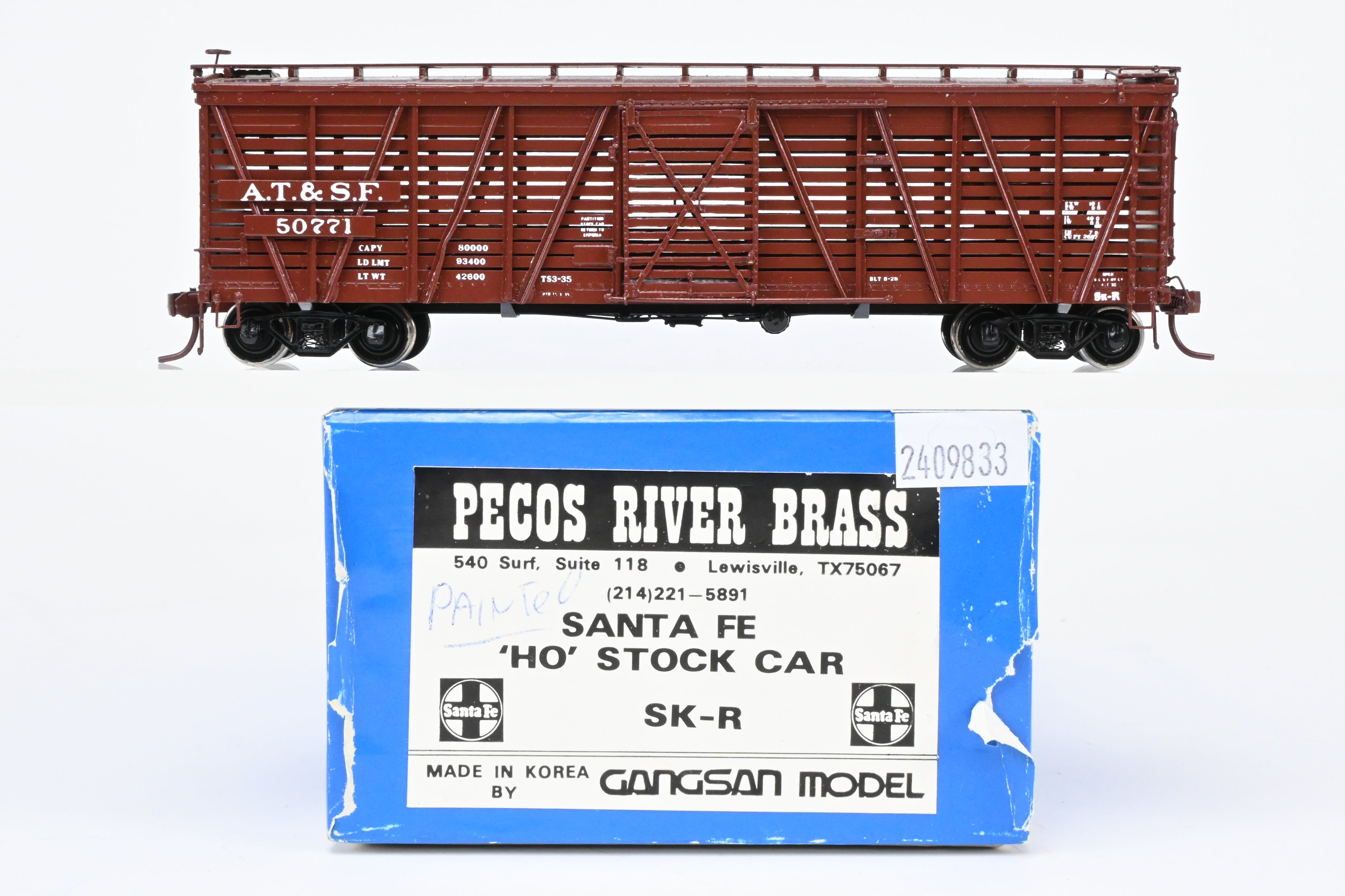 HO Scale Brass ATSF - Santa Fe Sk-R Stock Car No. 60771 Custom Painted