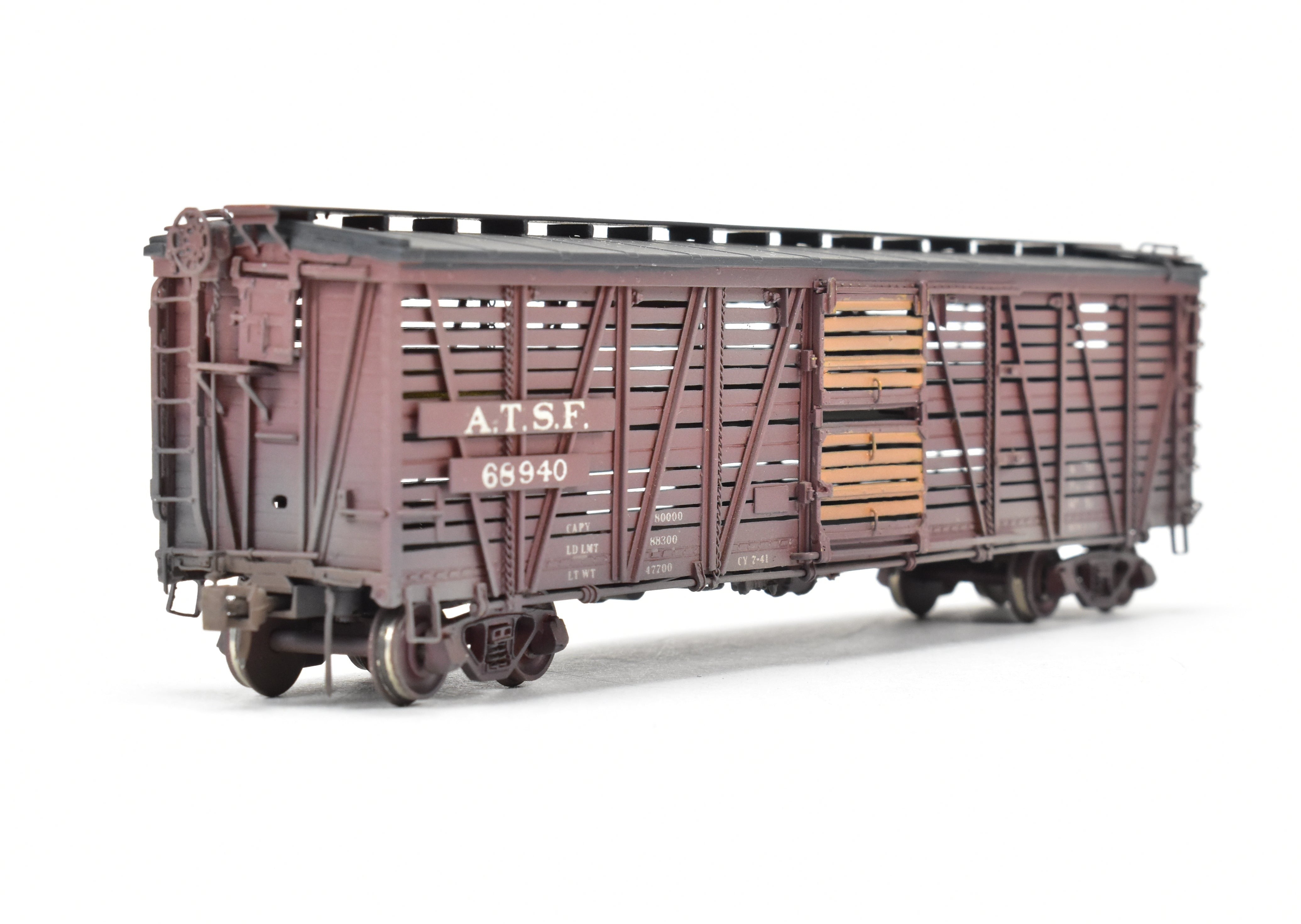 HO Scale Brass ATSF - Santa Fe SK - S Stock Car with Custom Weathering by Pecos River