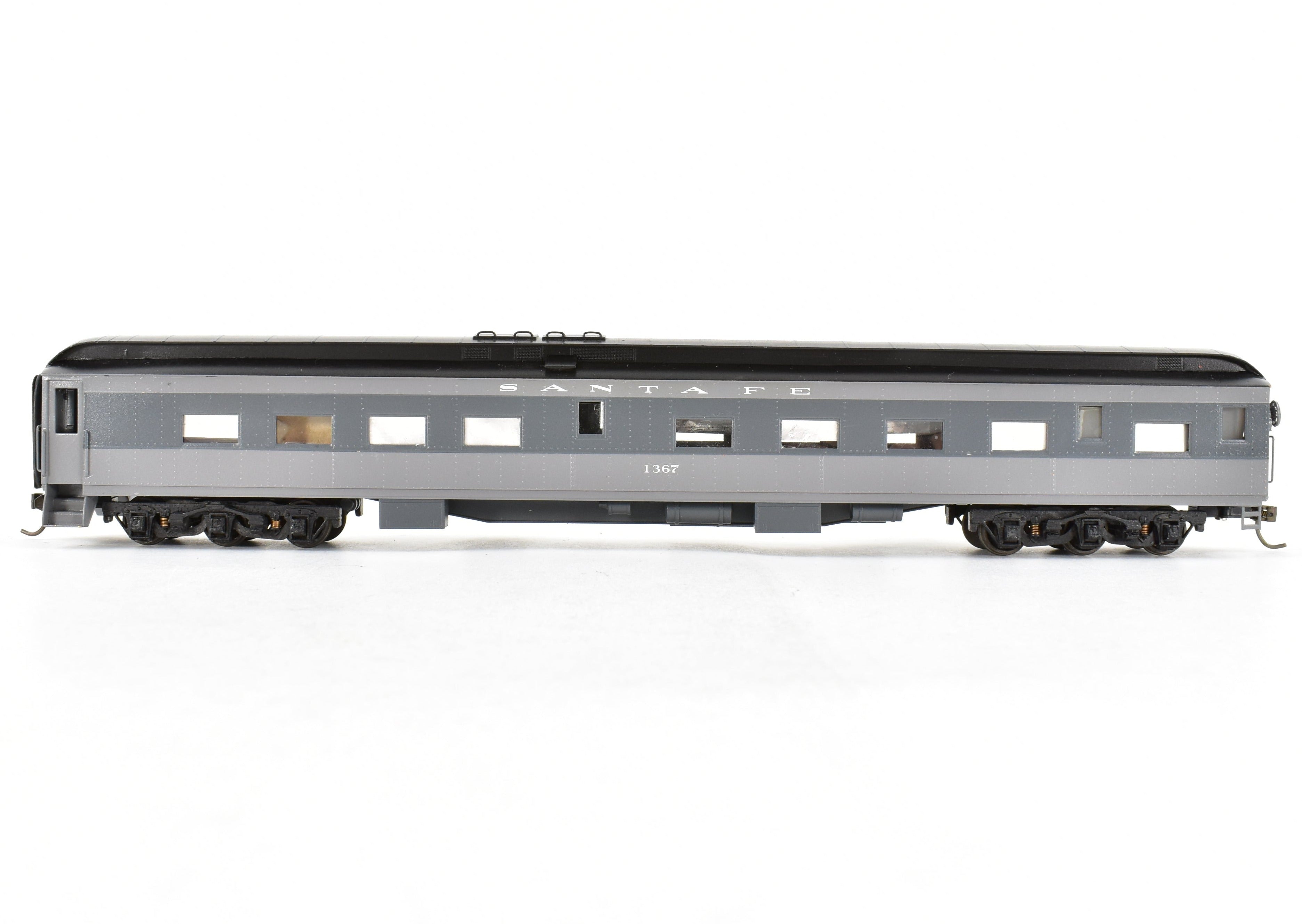 HO Scale Brass Lambert ATSF - Santa Fe Heavyweight Lounge Car CP No. 1367 TTG with Replacement Box and Central Valley Trucks for Model Railroads