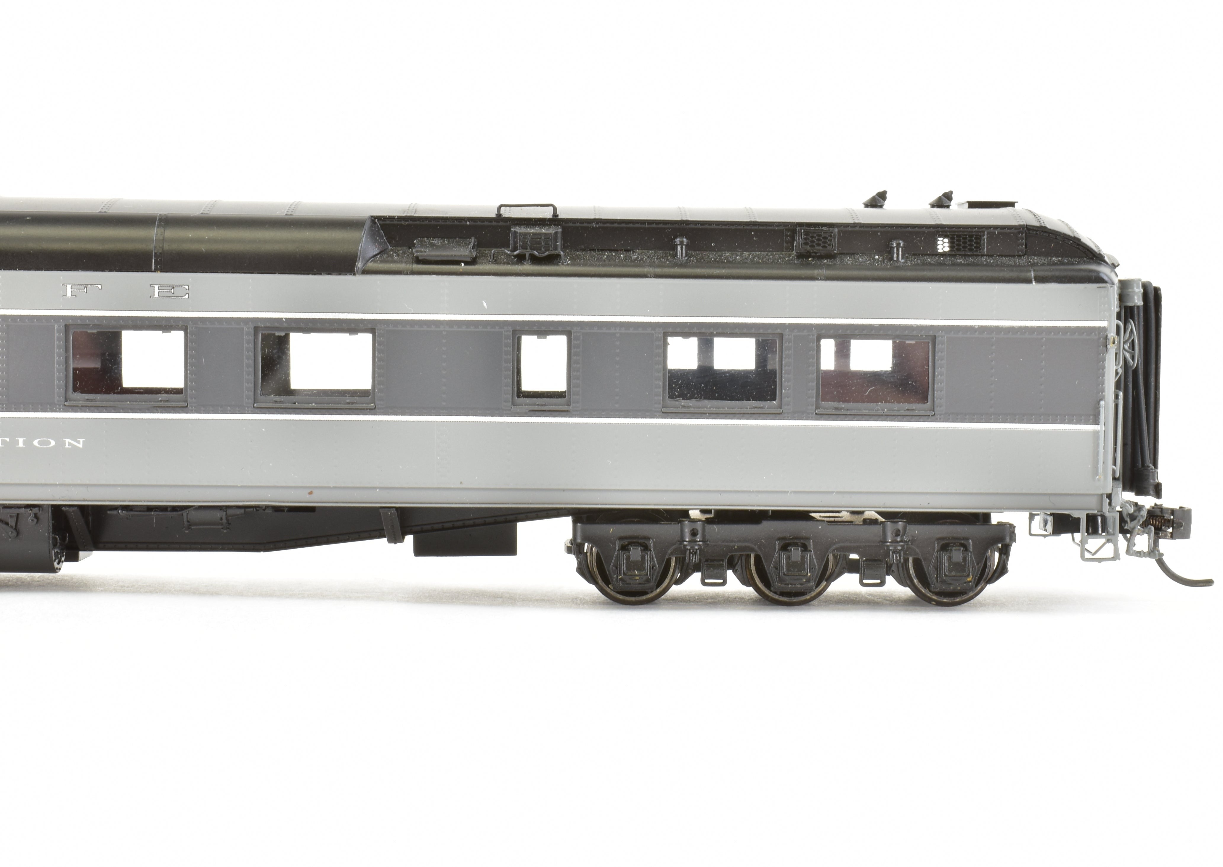 HO Scale Brass Model of Pecos River Brass ATSF - Santa Fe 80 - Foot Cafe Observation Car #1514 in Two - Tone Grey Finish for Model Train Enthusiasts