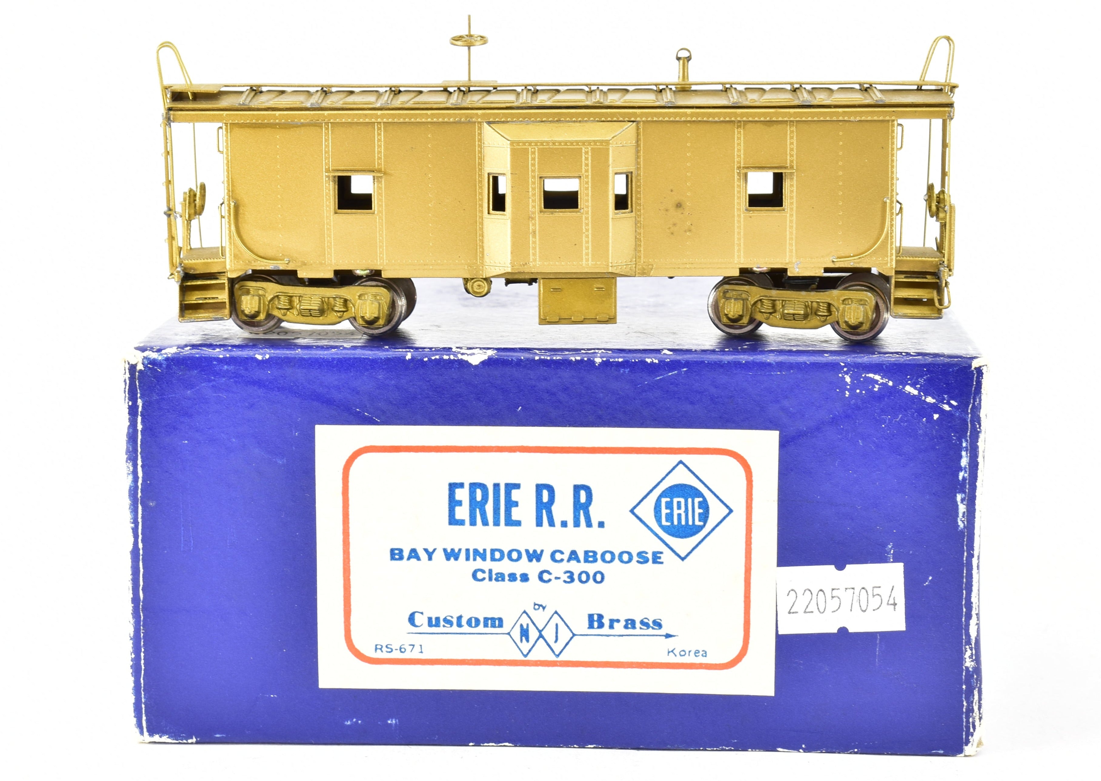 NJ Custom Brass Erie Railroad C-300 Bay Window Caboose, 1980 Korea Build